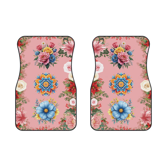 Flowers Variety Car Floor Mats – 2-Piece Front Set, Durable & Stylish, Universal Fit