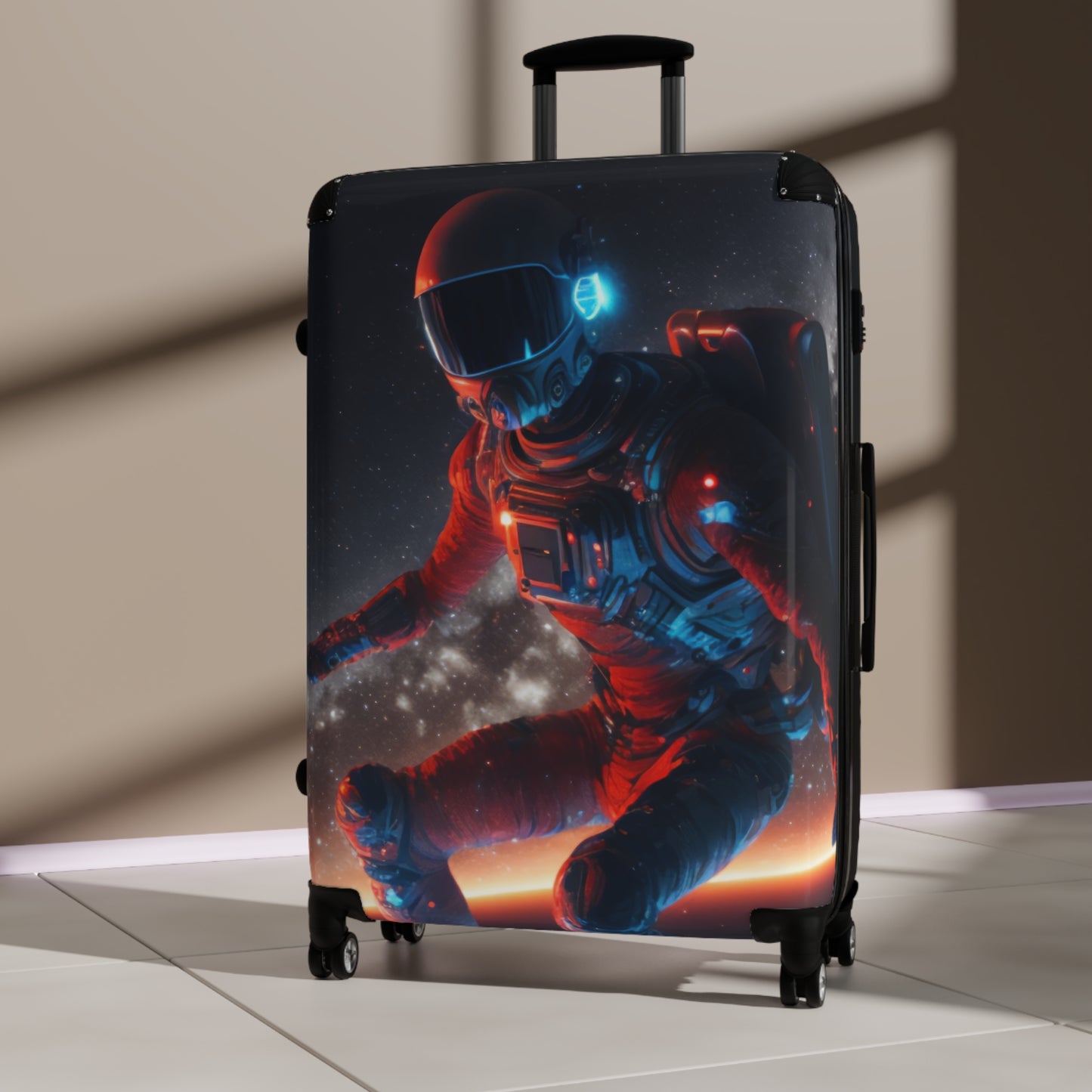Space Astronaut Surfing Carry-On Suitcase - Stylish Luggage for Travelers