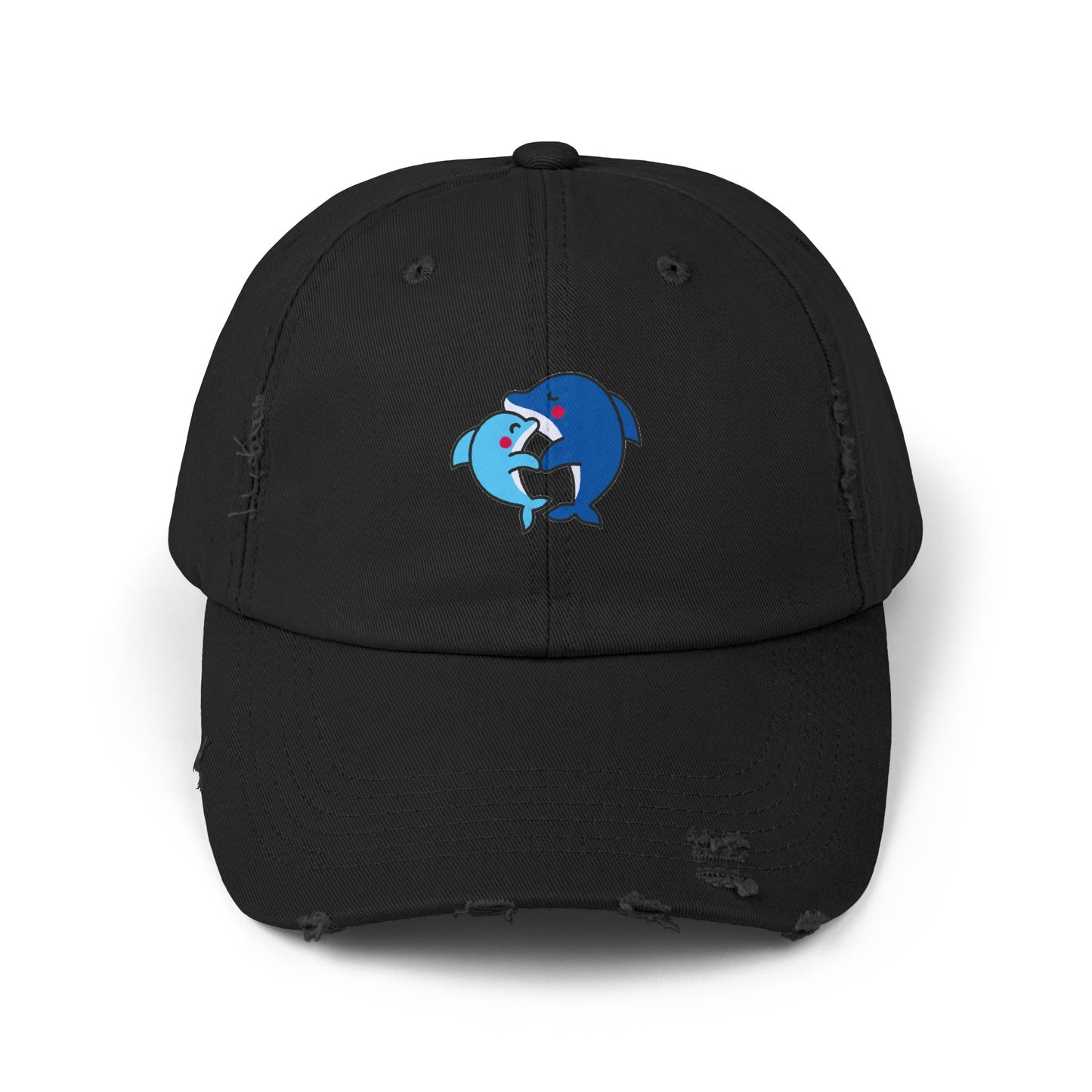 Dolphin Couple Vintage Distressed Dad Hat Unisex Adjustable Cotton Twill Baseball Cap for Casual Everyday Wear