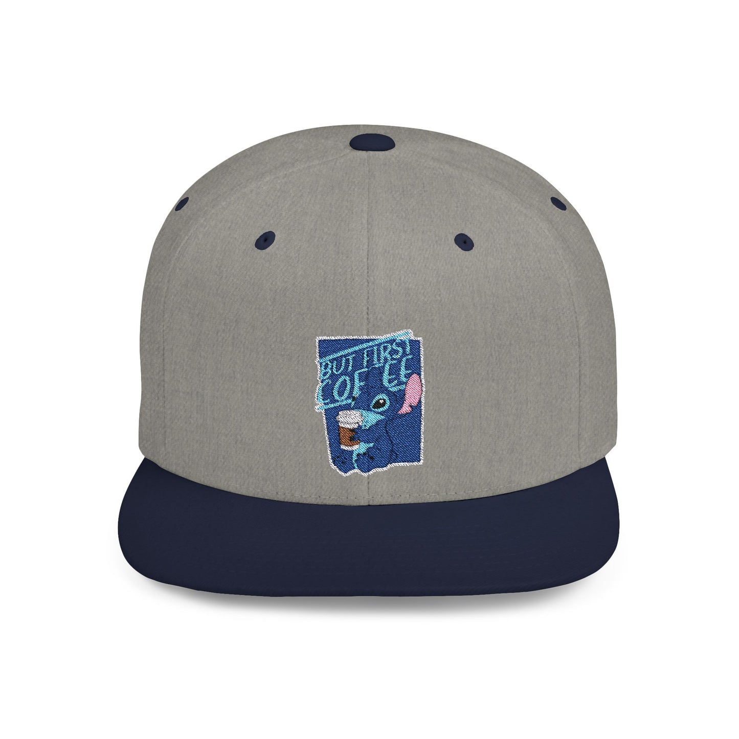Disney Stitch But First Coffee Flat Bill Snapback – Lightweight, Custom Fit, Premium Quality