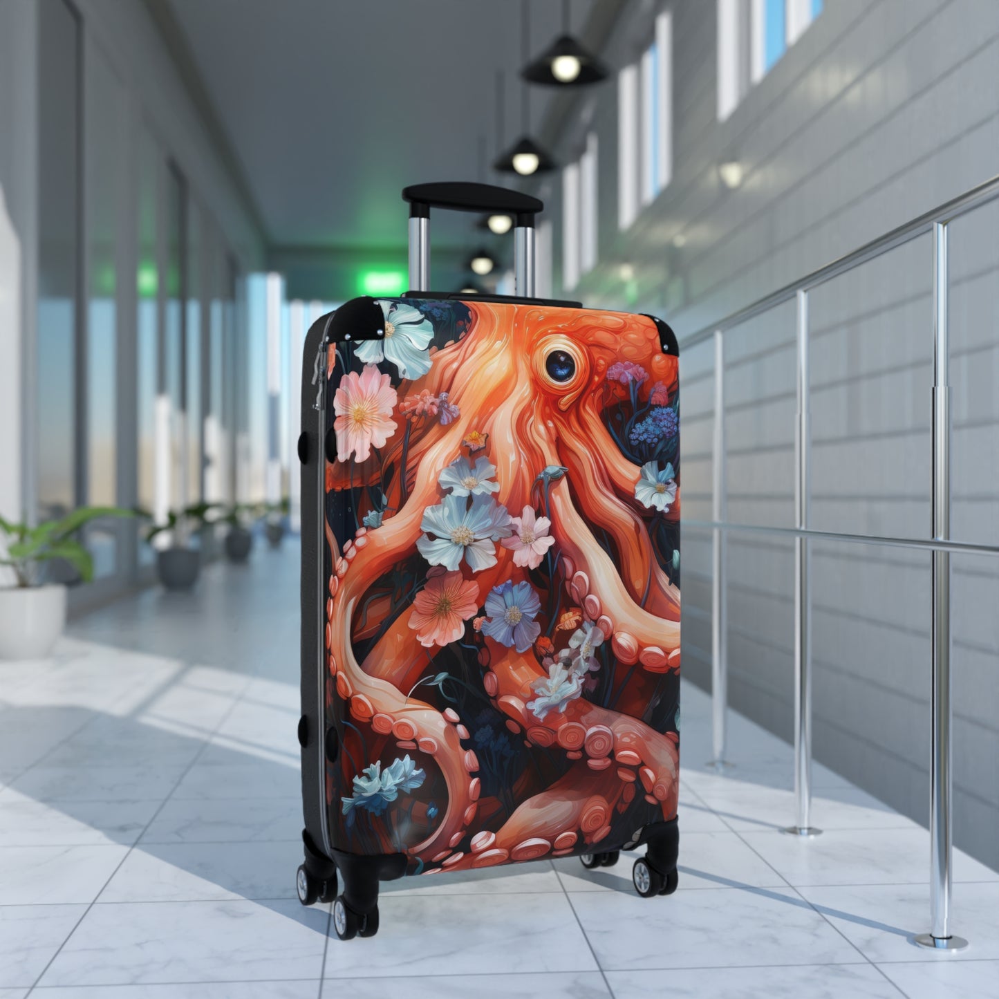 Nature Octopus Floral Flowers Art Carry-On Suitcase - Stylish Luggage for Travelers