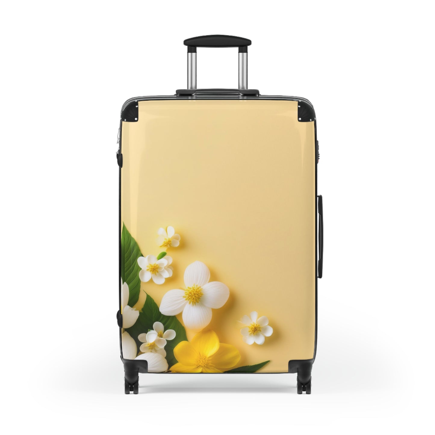 Nature Flowers Floral White and Yellow Carry-On Suitcase - Stylish Luggage for Travelers