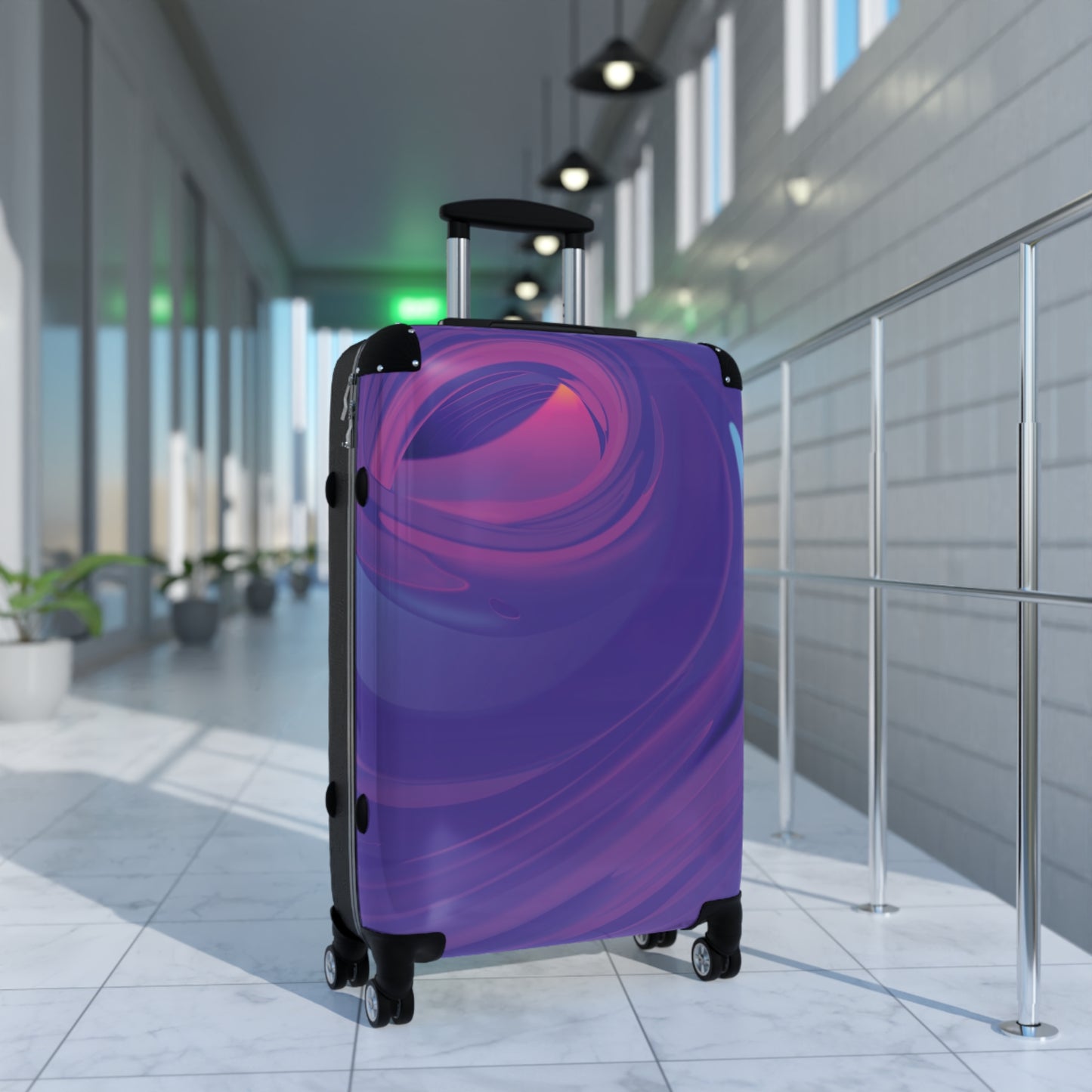 Abstract Purple Carry-On Suitcase - Stylish Luggage for Travelers