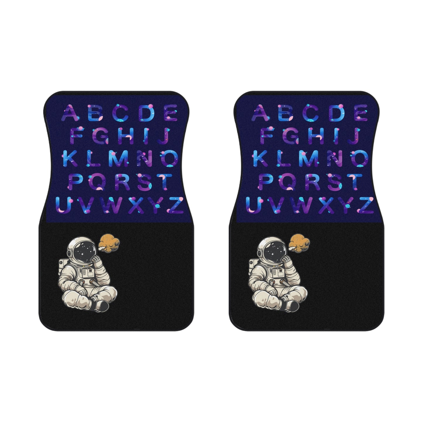 Space Astronaut Thinking Car Floor Mats – 2-Piece Front Set, Durable & Stylish, Universal Fit