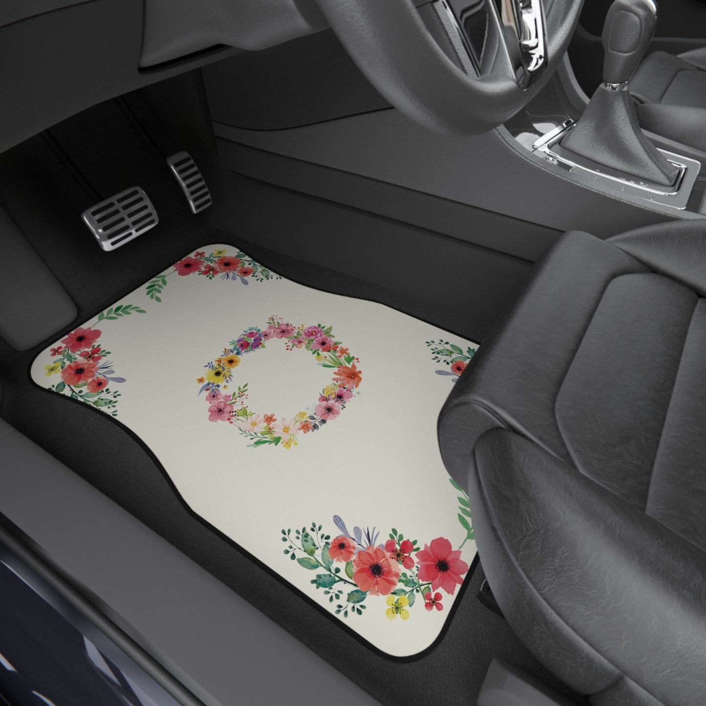 Flowers Fresh Car Floor Mats – 2-Piece Front Set, Durable & Stylish, Universal Fit