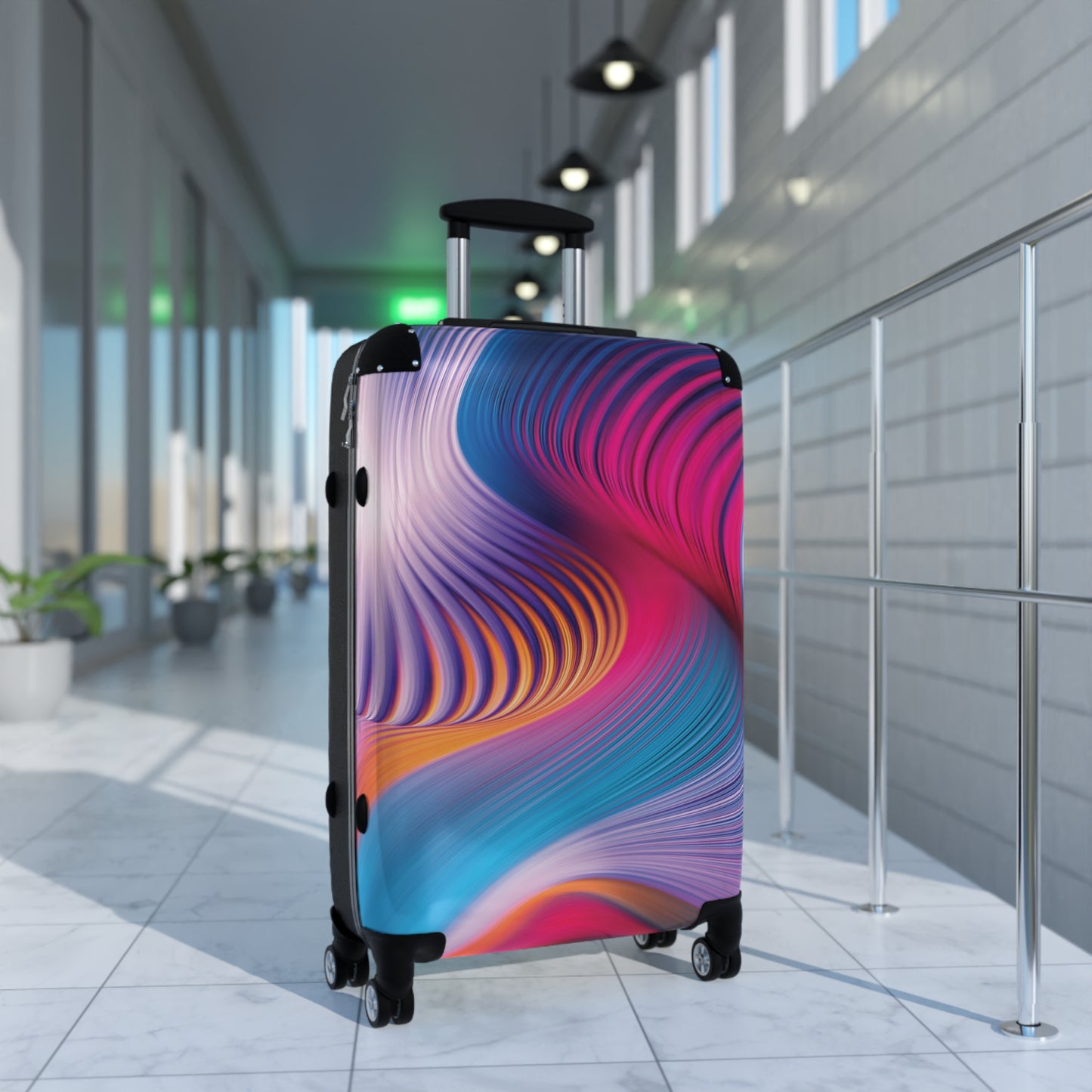 Abstract Moving Wave Carry-On Suitcase - Stylish Luggage for Travelers