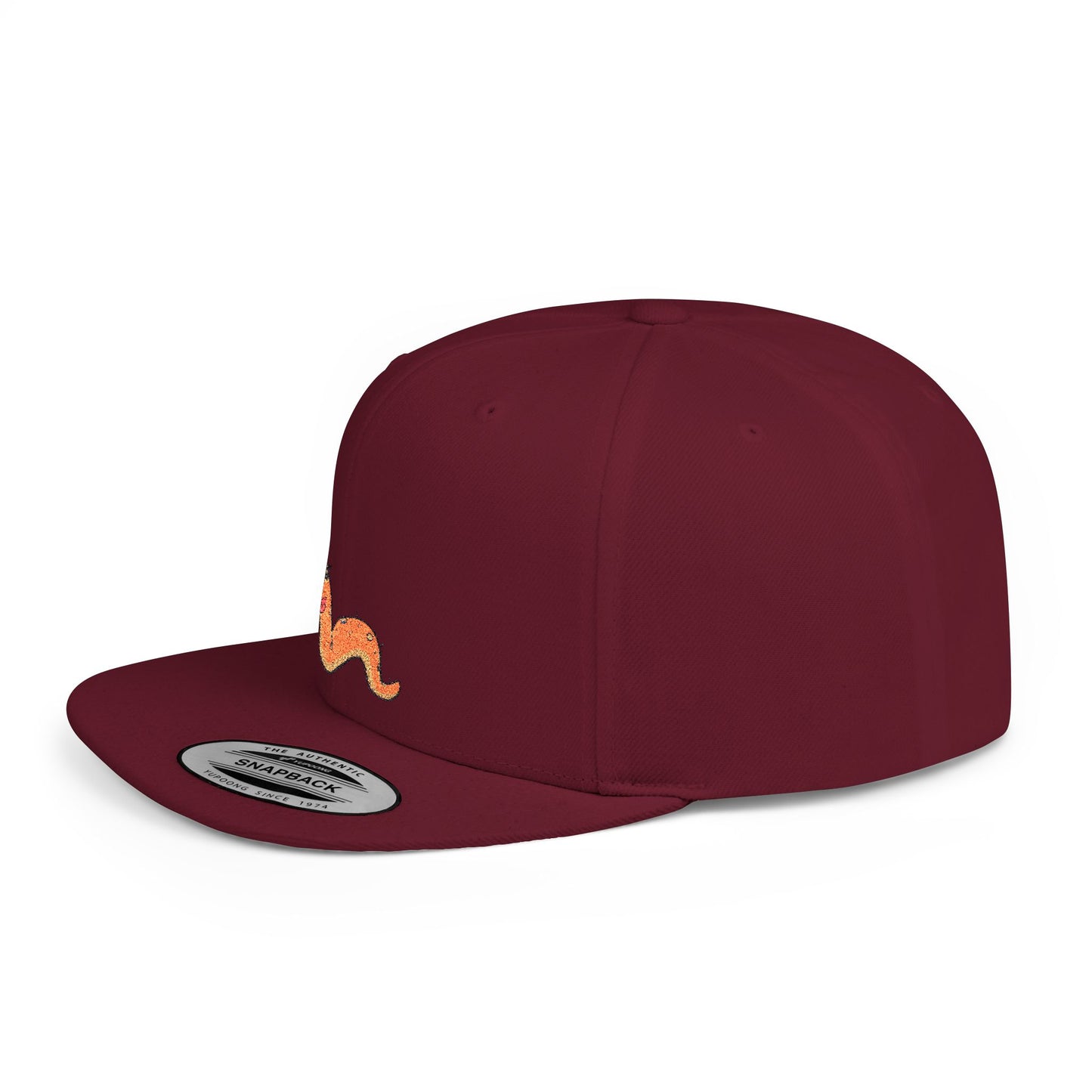 Icons Embroidered Yellow Worm Flat Bill Snapback – Lightweight, Custom Fit, Premium Quality