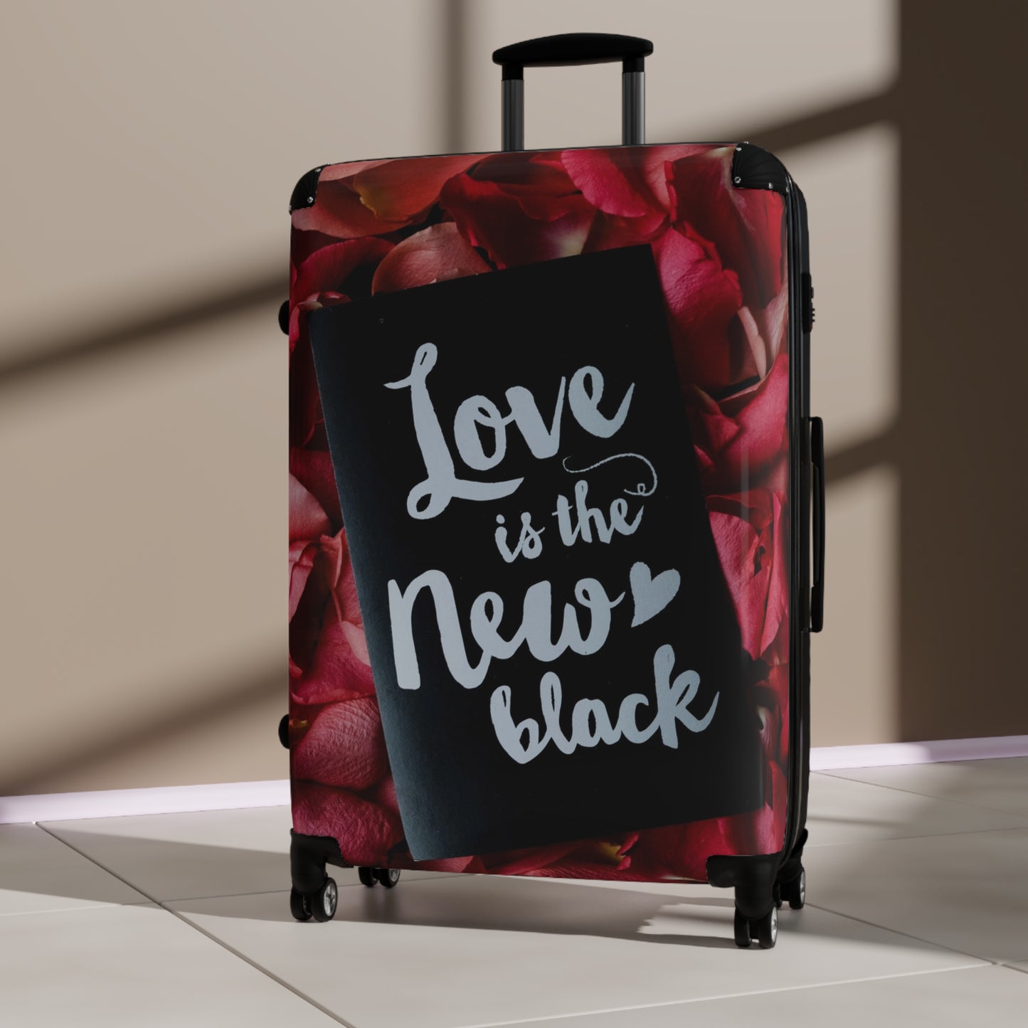 Love New Black Art Carry-On Suitcase - Stylish Luggage for Travelers
