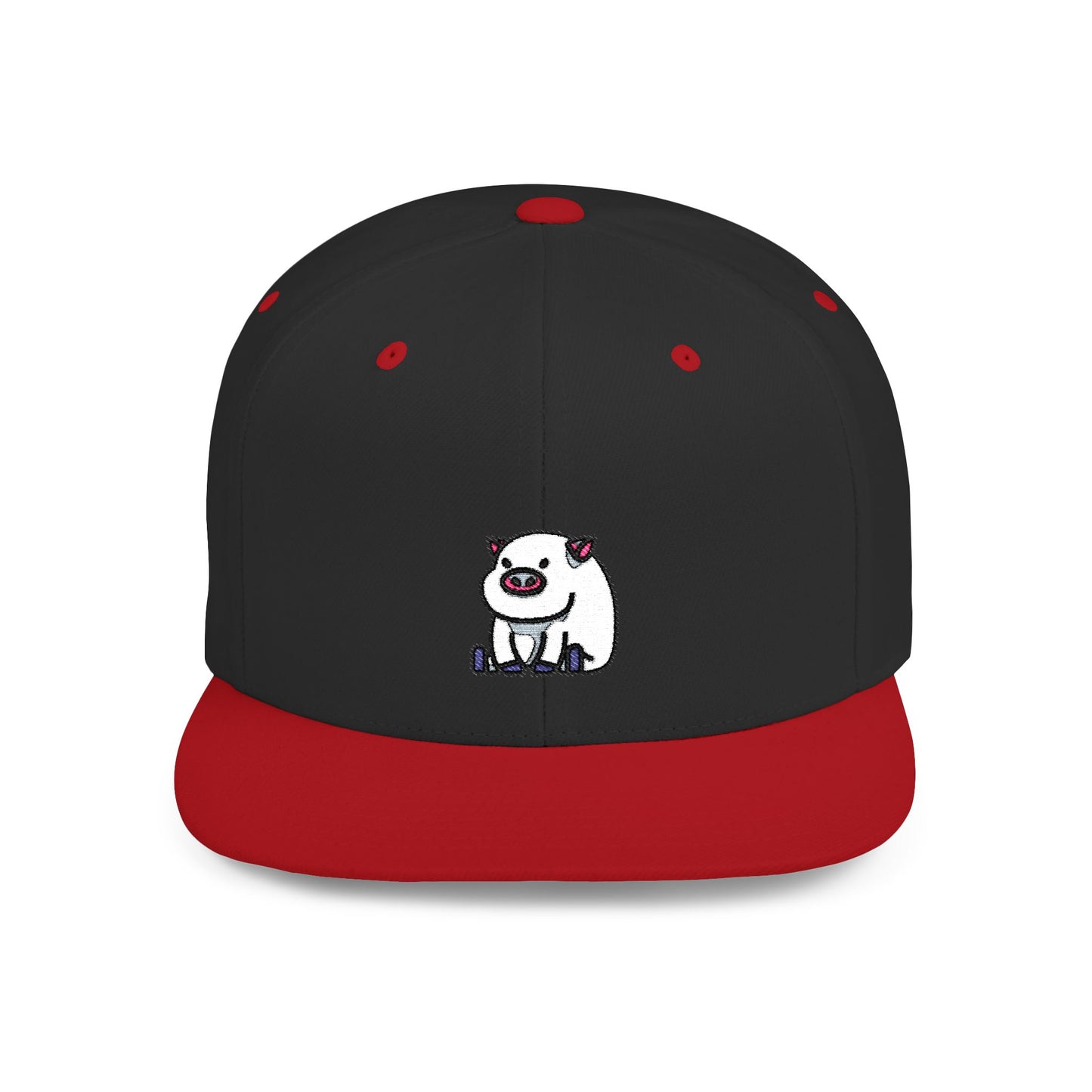 Icons Embroidered Pig Flat Bill Snapback – Lightweight, Custom Fit, Premium Quality