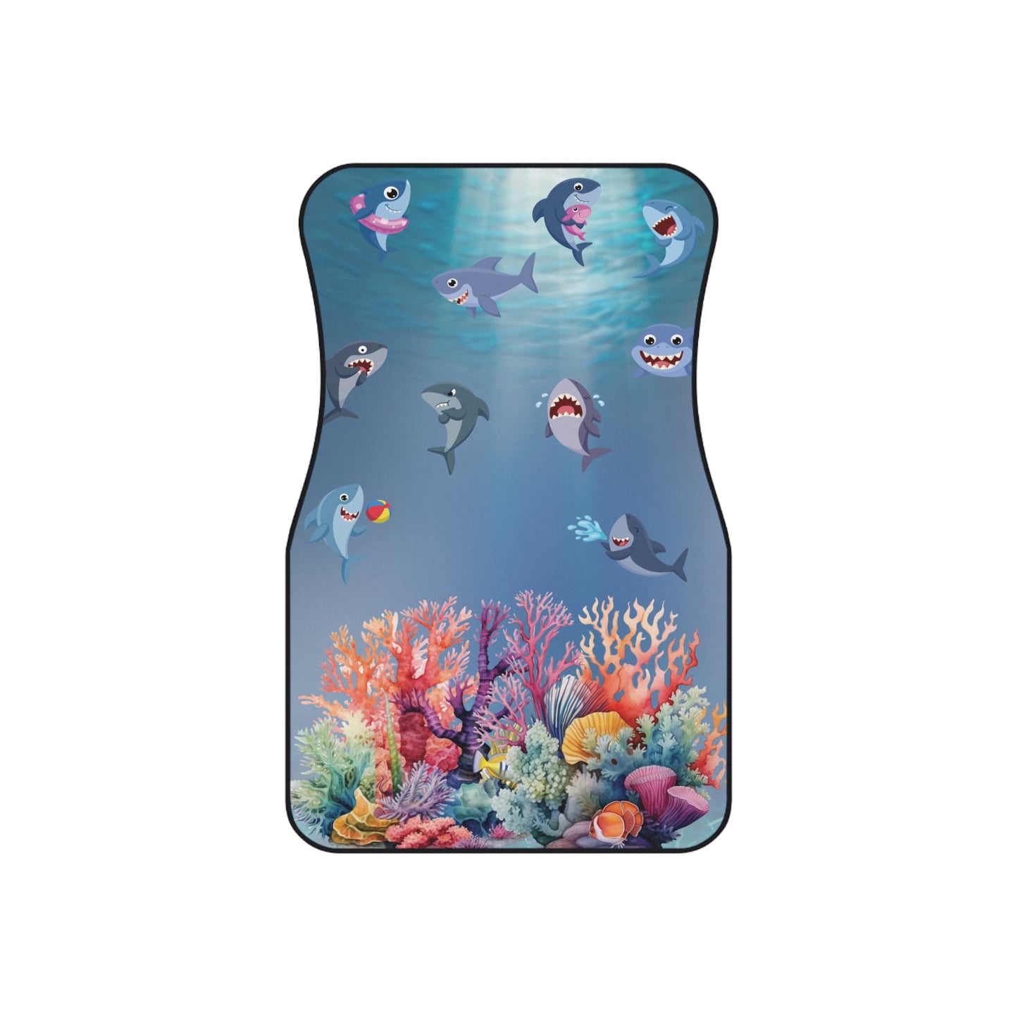 Ocean Cute Sharks Front Car Mats – Durable, Anti-Slip, Easy to Clean, Vibrant Print