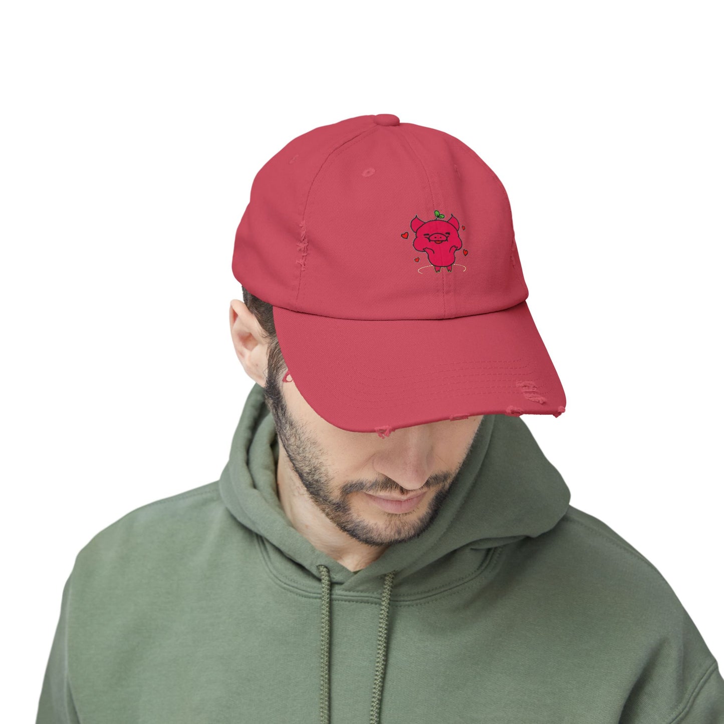 Pig Vintage Distressed Dad Hat Unisex Adjustable Cotton Twill Baseball Cap for Casual Everyday Wear