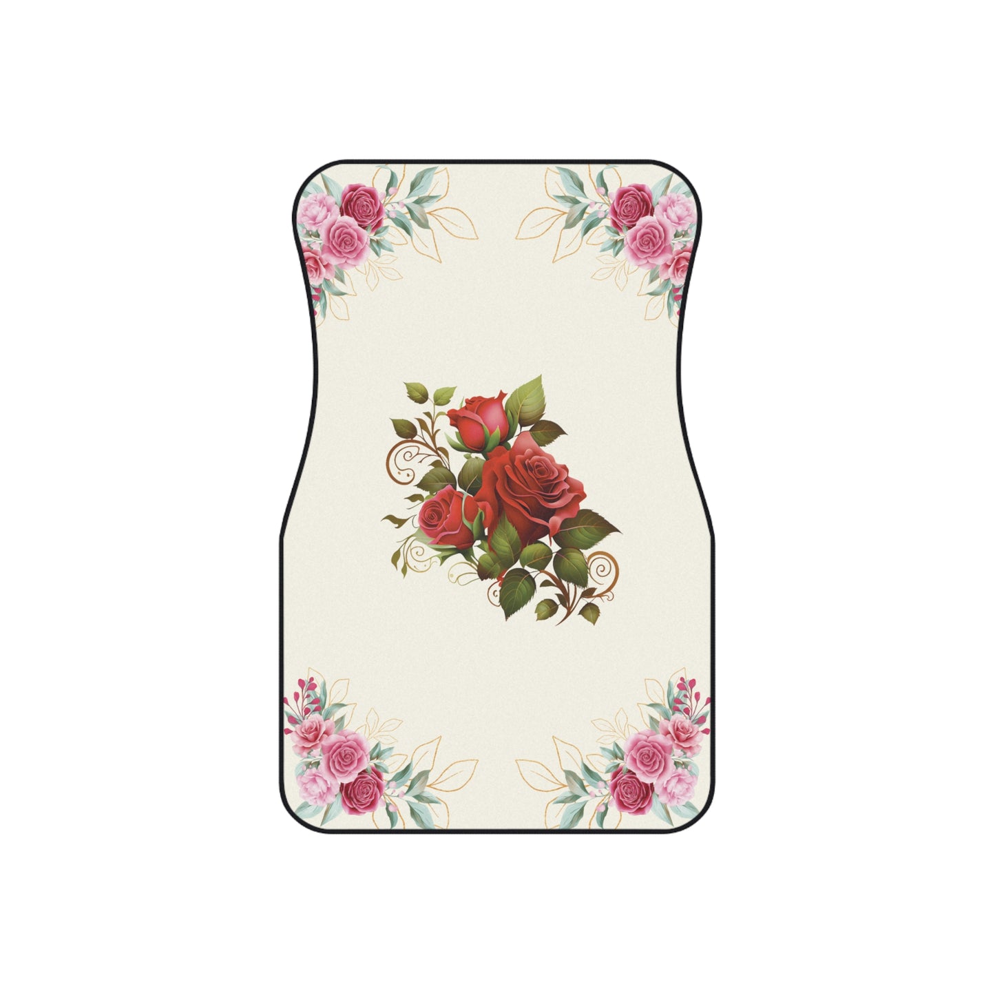 Flowers Rose Watercolor Car Floor Mats – 2-Piece Front Set, Durable & Stylish, Universal Fit