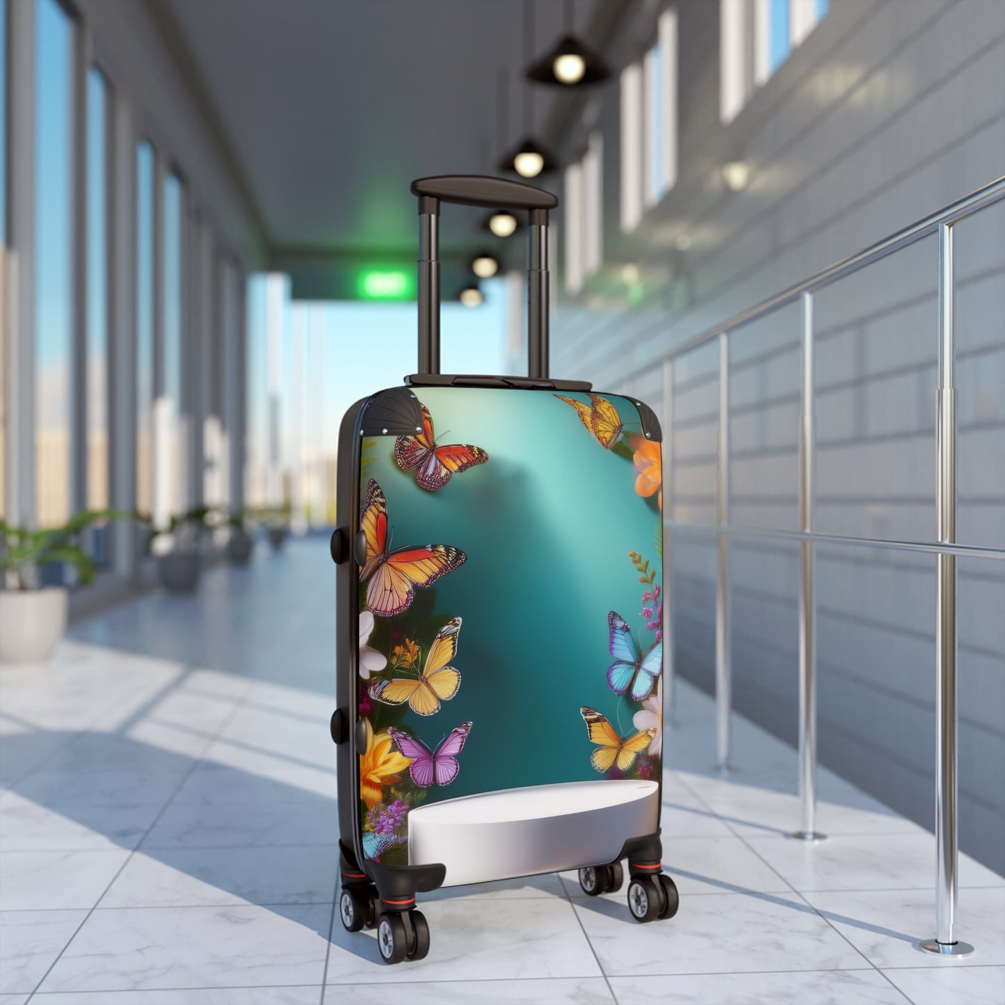Nature Butterflies Flower On White Art Carry-On Suitcase - Stylish Luggage for Travelers
