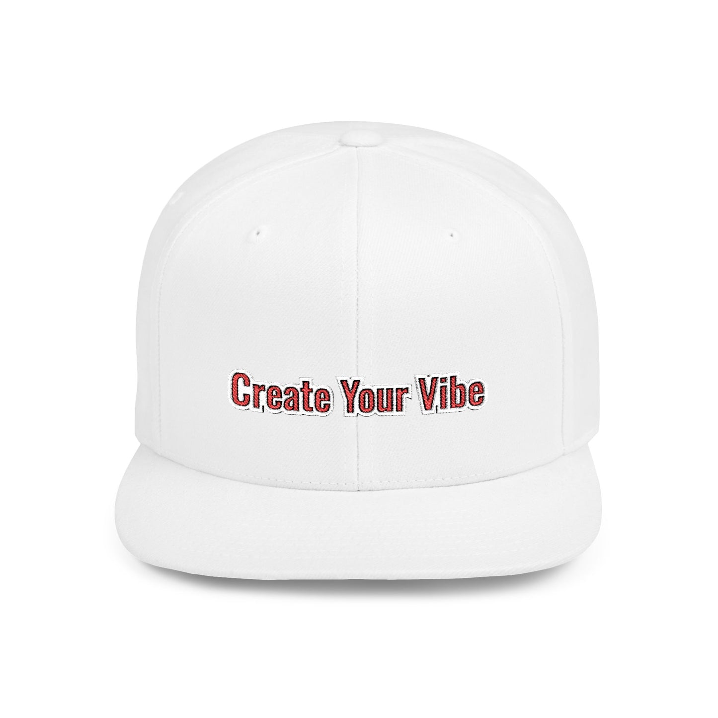 Text Create Your Vibe Flat Bill Snapback – Lightweight, Custom Fit, Premium Quality