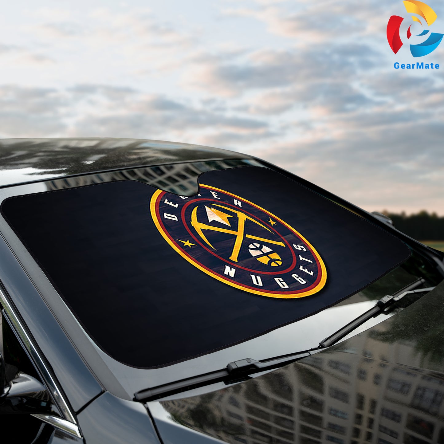 Basketball Black Denver Nuggets Team Logo Reflective Car Sunshade – Premium Heat & UV Protection, Universal Fit