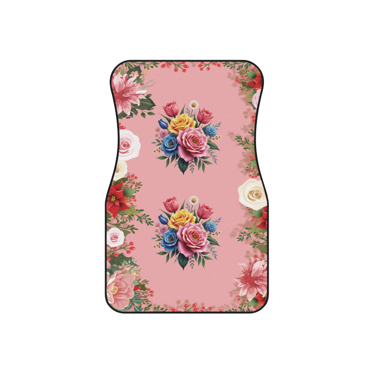 Flowers Vibrant Bouquet Car Floor Mats – 2-Piece Front Set, Durable & Stylish, Universal Fit