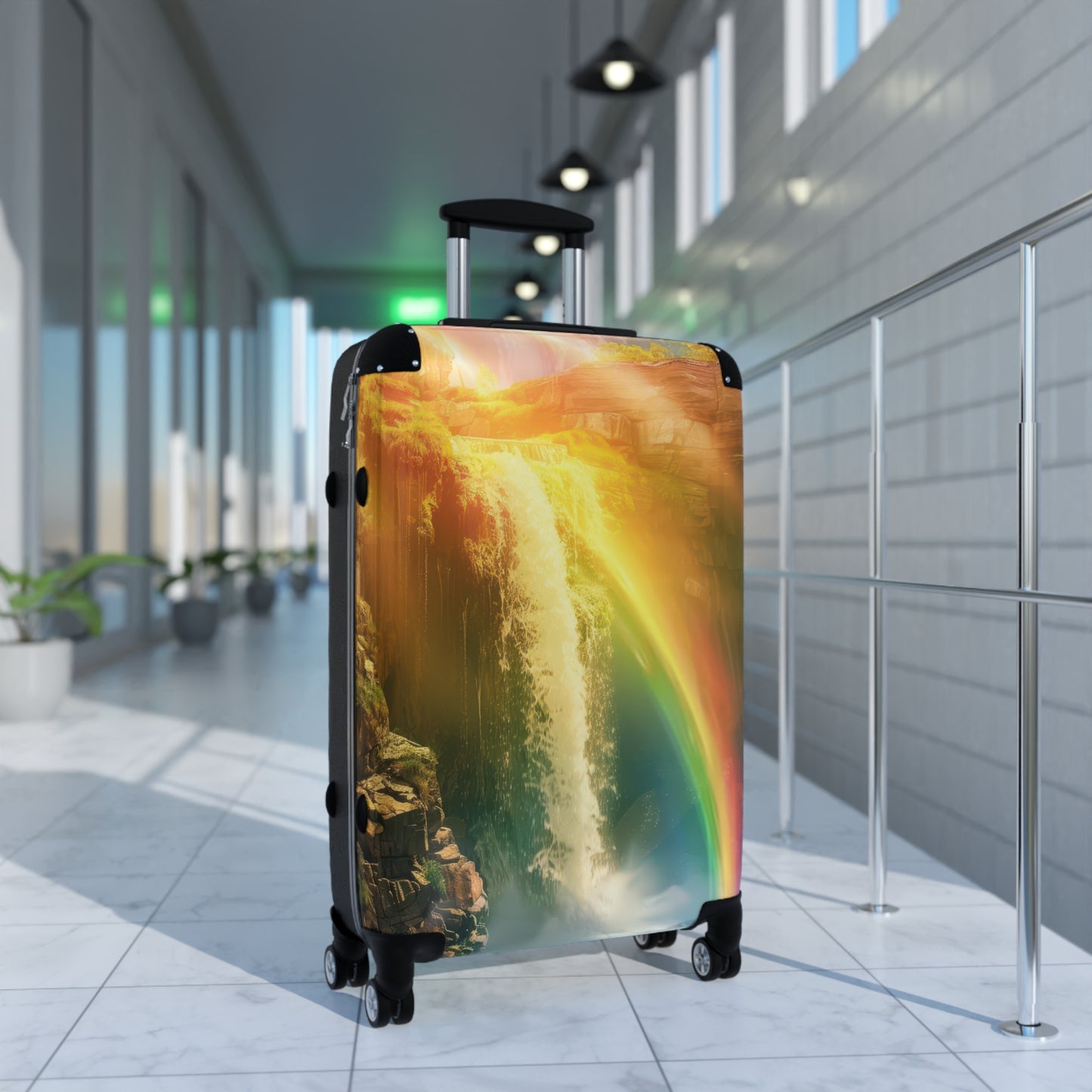 Nature Waterfall Rainbow Art Carry-On Suitcase - Stylish Luggage for Travelers