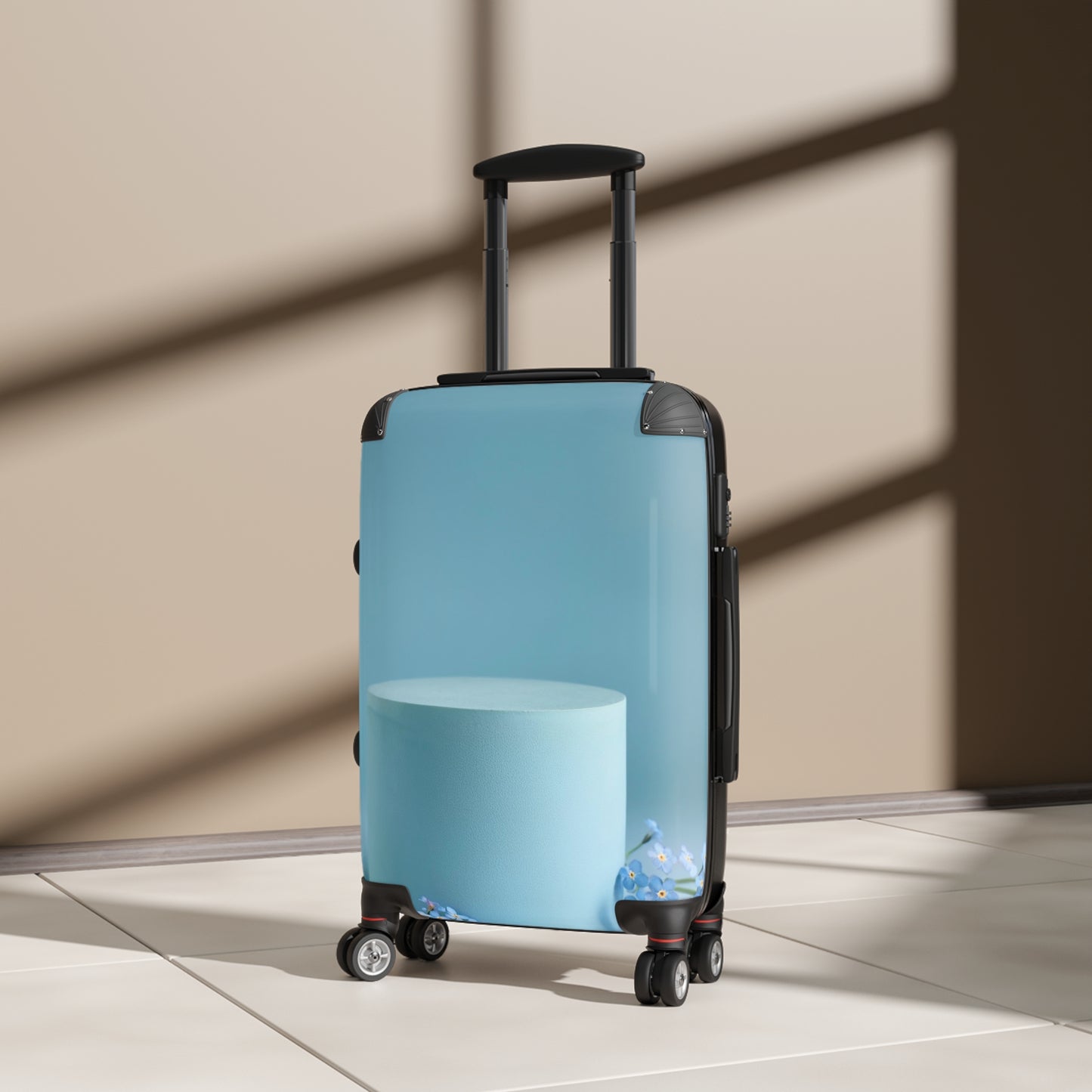 Nature Flowers Floral Blue Pedestal Carry-On Suitcase - Stylish Luggage for Travelers