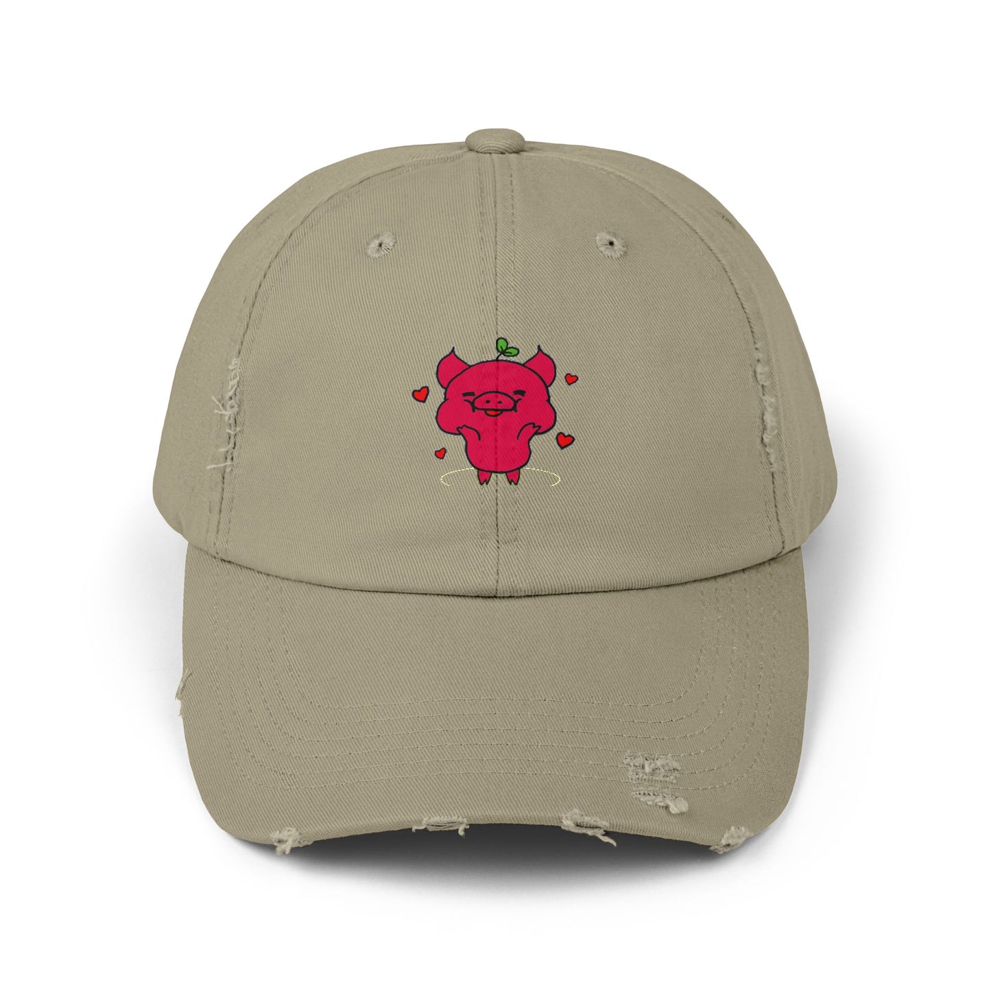 Pig Vintage Distressed Dad Hat Unisex Adjustable Cotton Twill Baseball Cap for Casual Everyday Wear