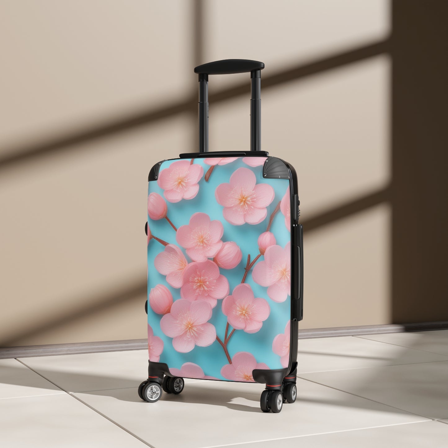 Nature Flowers Floral Pink Background Art Carry-On Suitcase - Stylish Luggage for Travelers