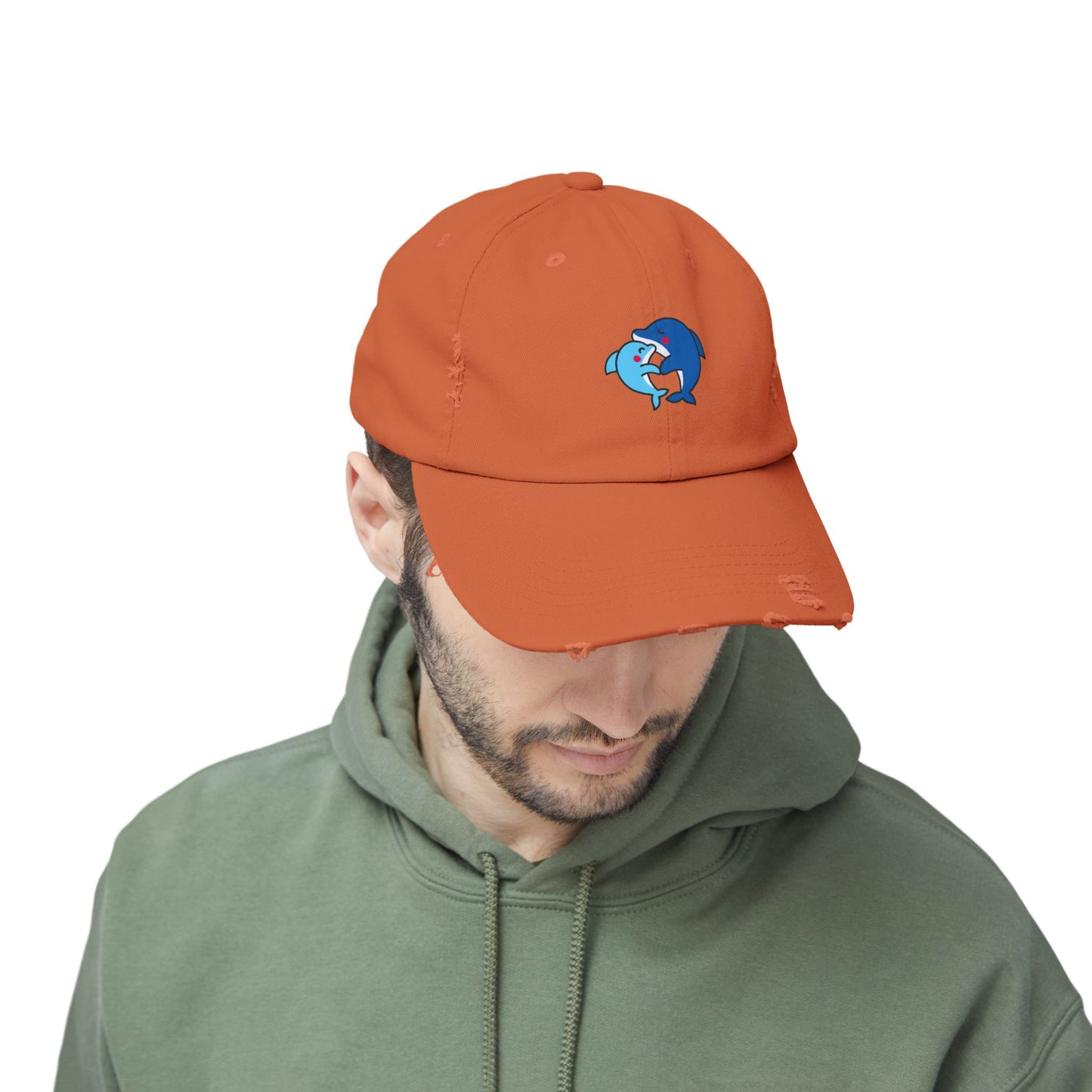Dolphin Couple Vintage Distressed Dad Hat Unisex Adjustable Cotton Twill Baseball Cap for Casual Everyday Wear