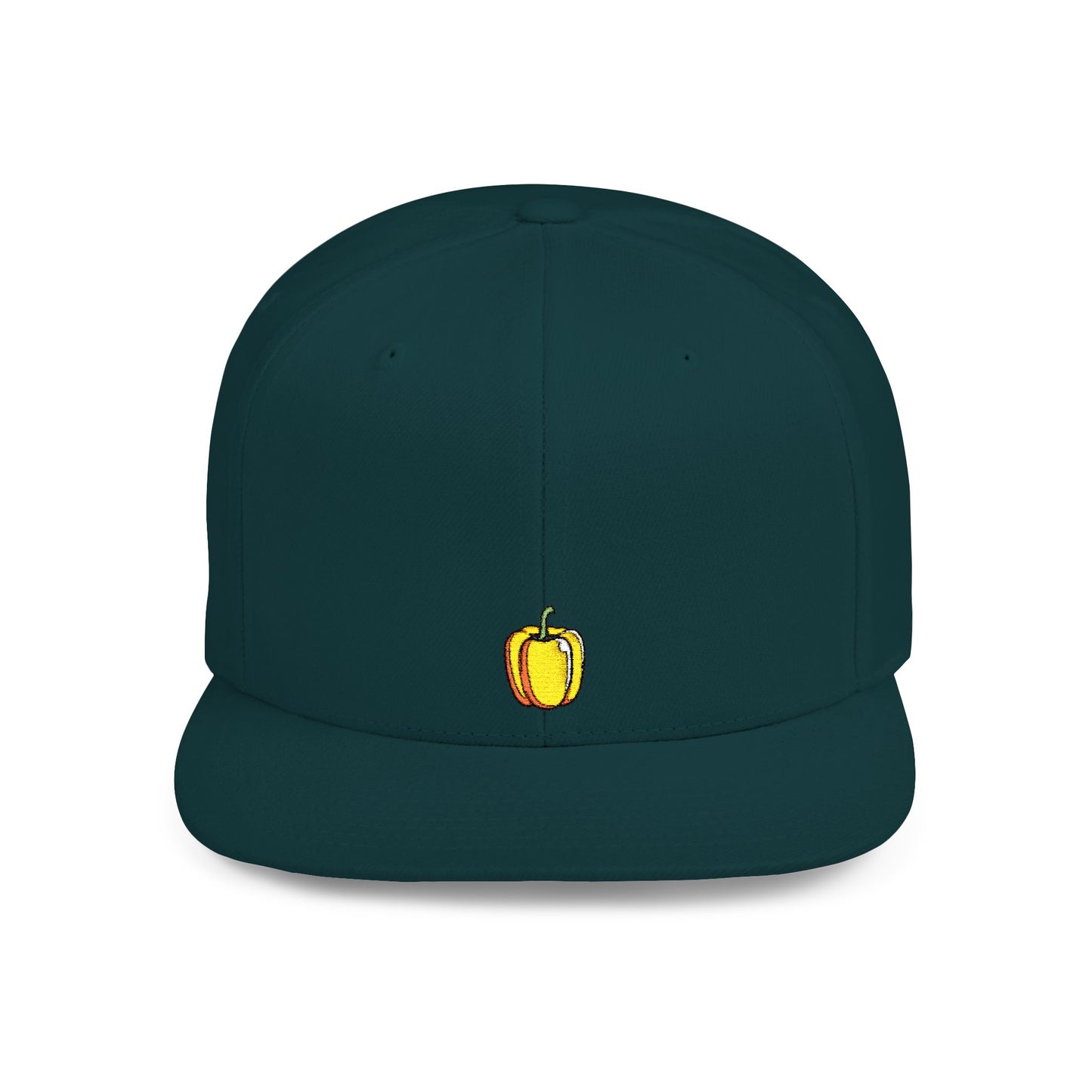 Icons Embroidered Bell Pepper Flat Bill Snapback – Lightweight, Custom Fit, Premium Quality