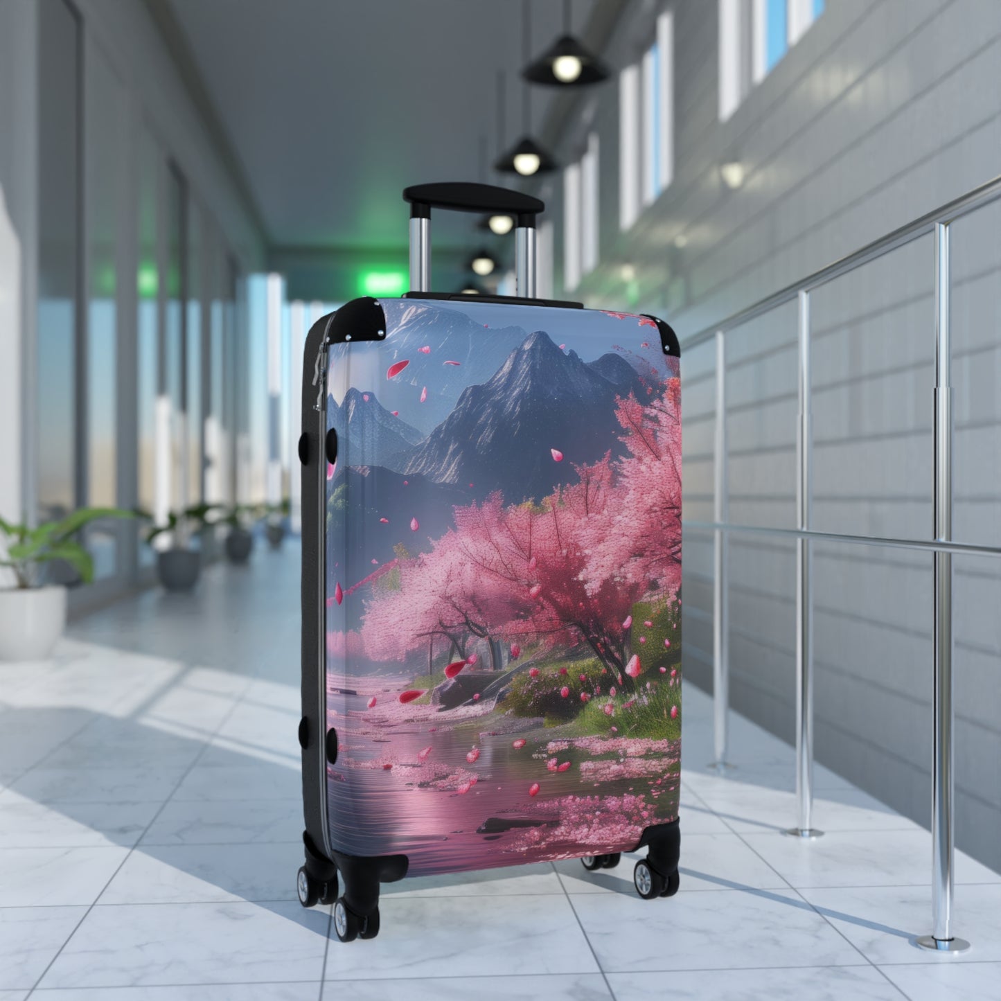 Nature Cherry Blossom Mountains Art Carry-On Suitcase - Stylish Luggage for Travelers