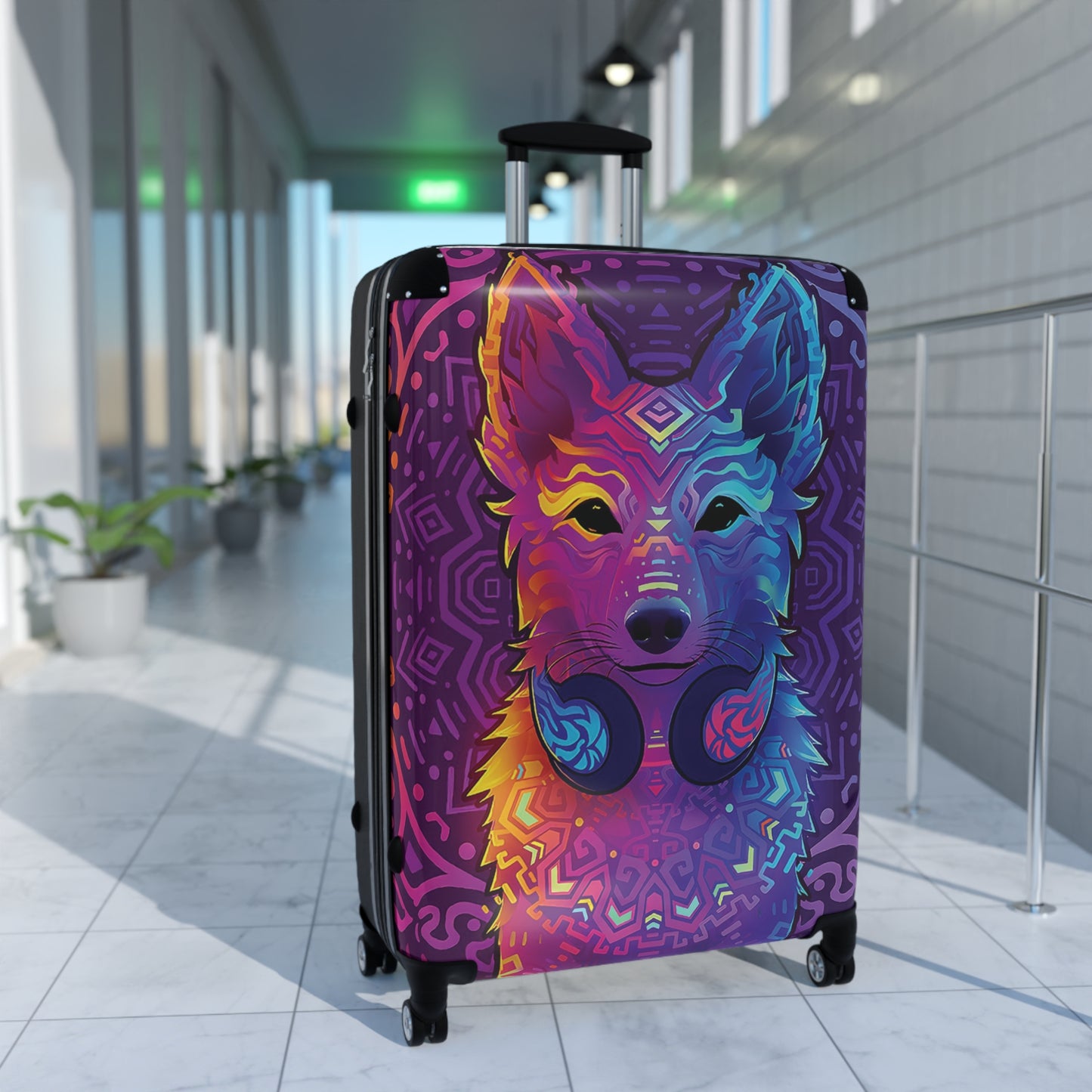 Abstract Dog DJ Digital Art Carry-On Suitcase - Stylish Luggage for Travelers