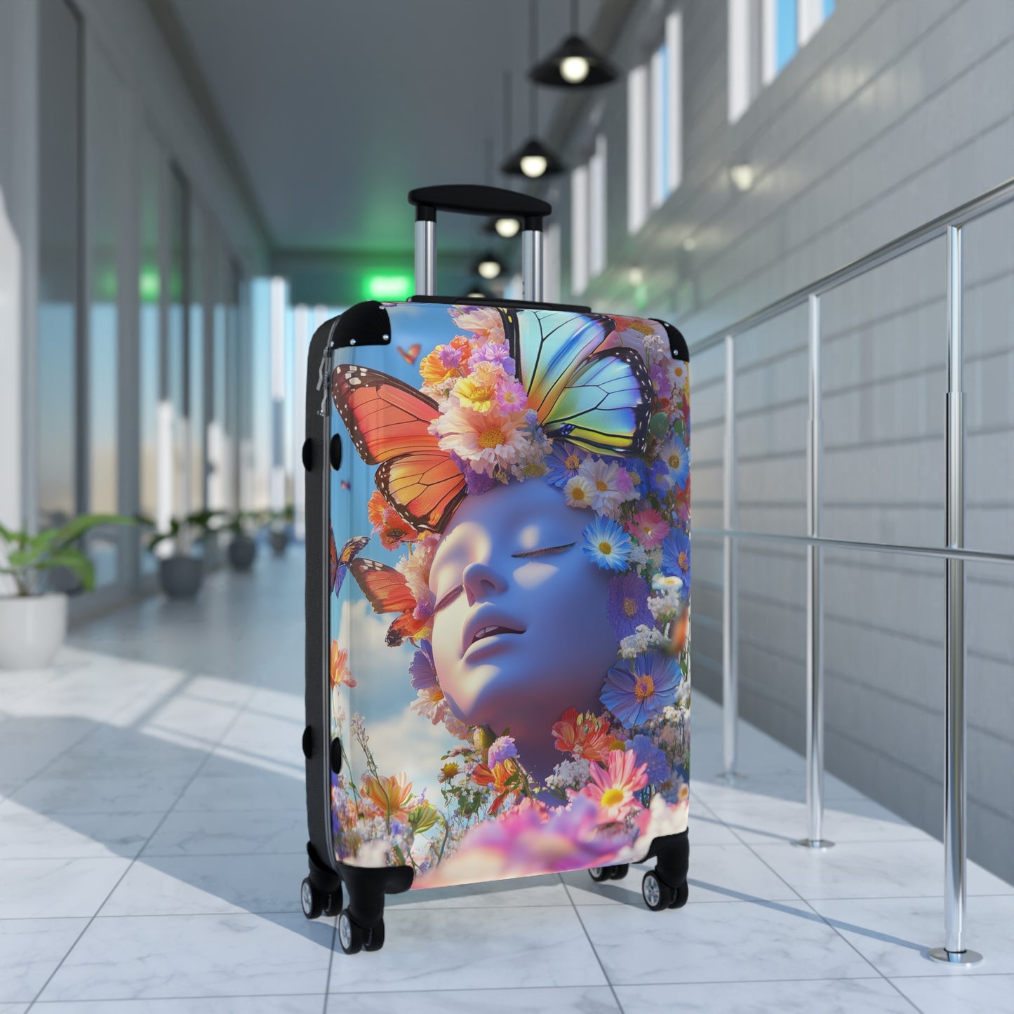 Nature Flowers Floral Sky Butterflies Art Carry-On Suitcase - Stylish Luggage for Travelers