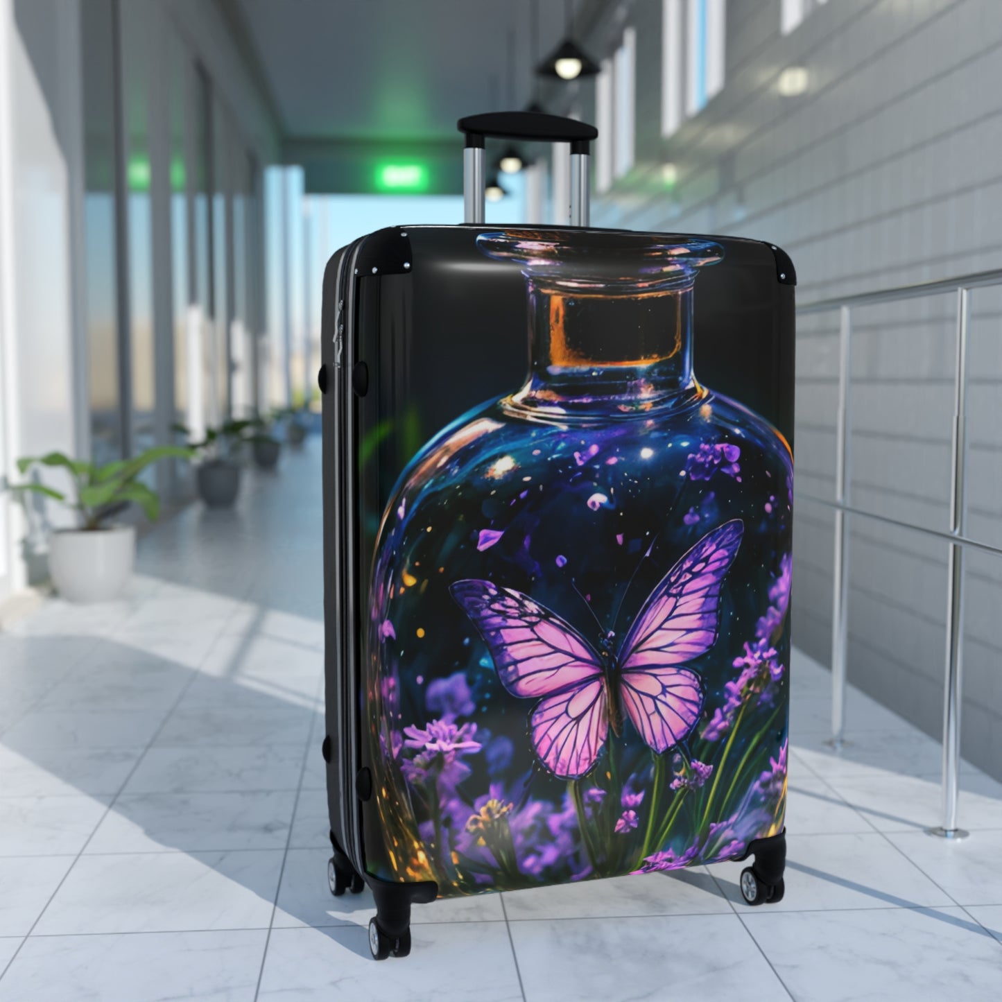 Nature Butterflies Glass Bottle Art Carry-On Suitcase - Stylish Luggage for Travelers