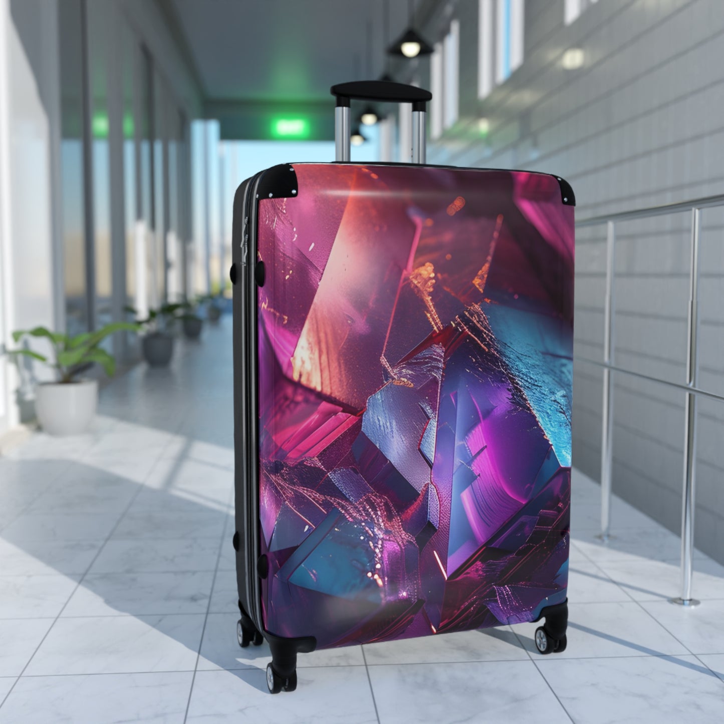 Abstract Colorful Crystal Art Carry-On Suitcase - Stylish Luggage for Travelers