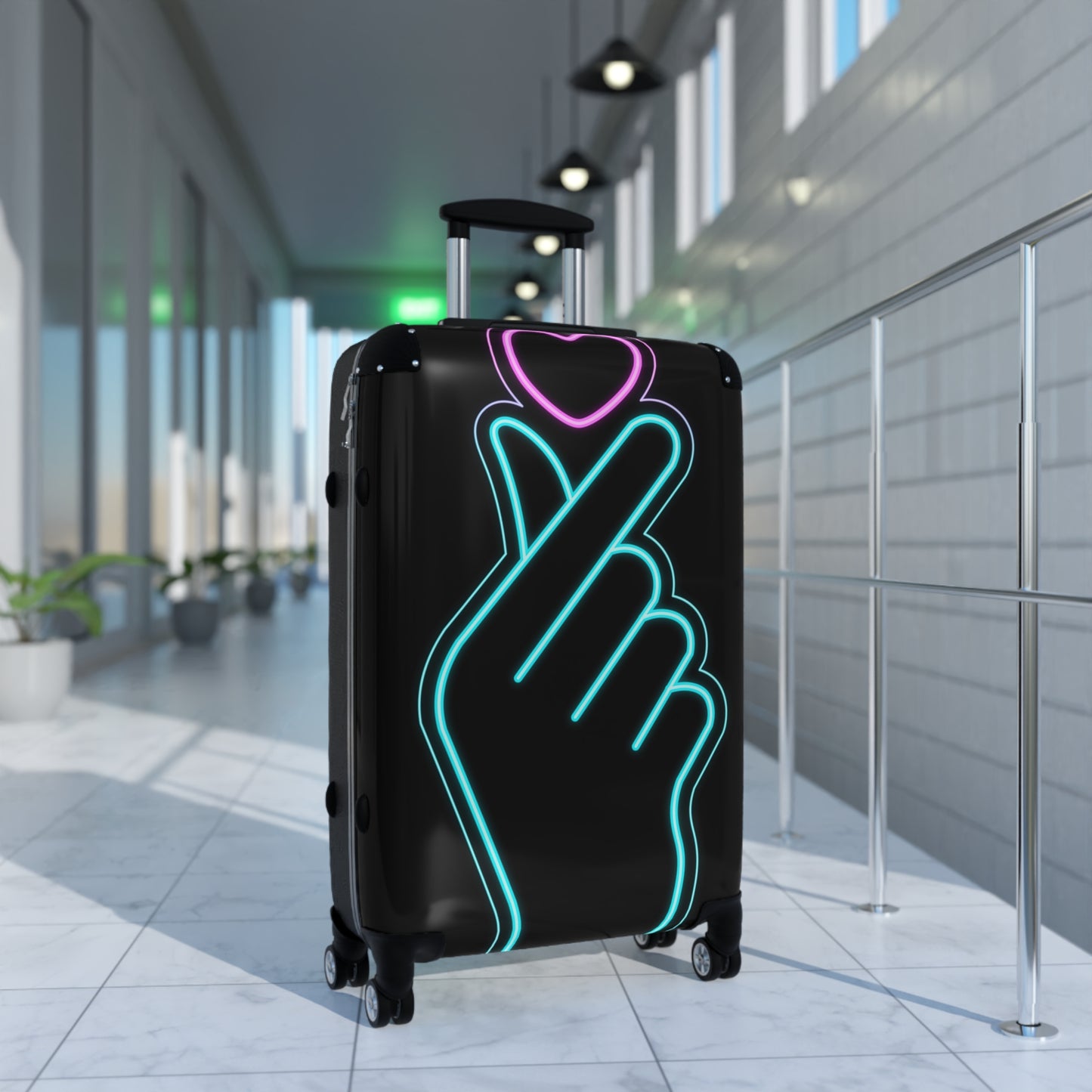 Love Glowing Finger Heart Art Carry-On Suitcase - Stylish Luggage for Travelers