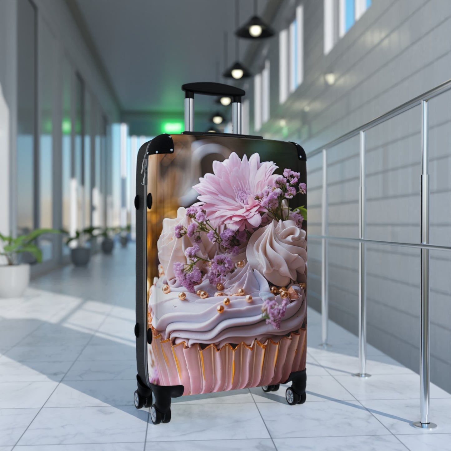Nature Flowers Floral Pink Cupcake Art Carry-On Suitcase - Stylish Luggage for Travelers