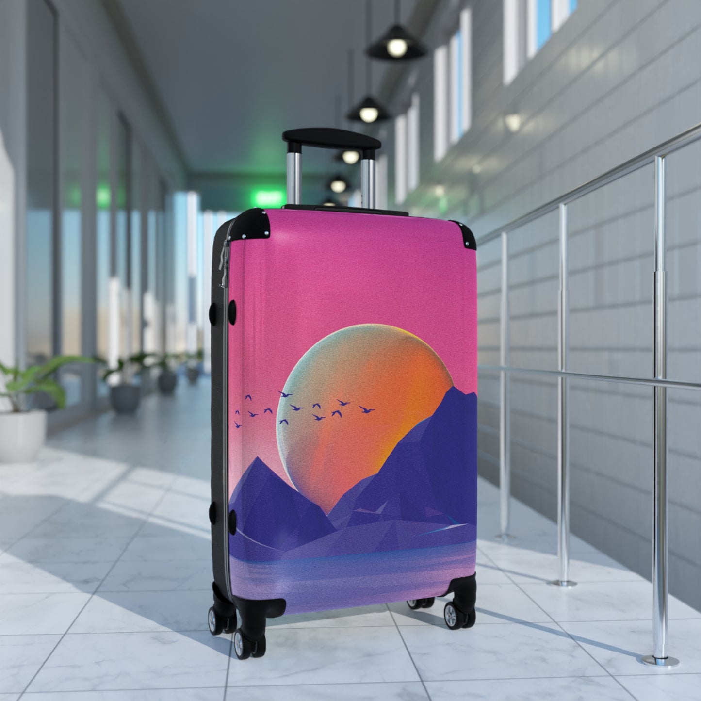 Abstract Neon Scenery Art Carry-On Suitcase - Stylish Luggage for Travelers