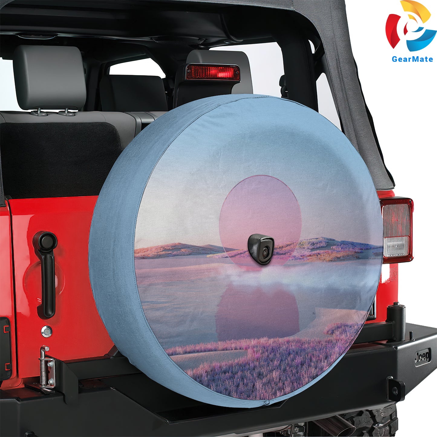 Sunset Tides Wave Spare Tire Cover – Premium Waterproof UV Resistant Protector