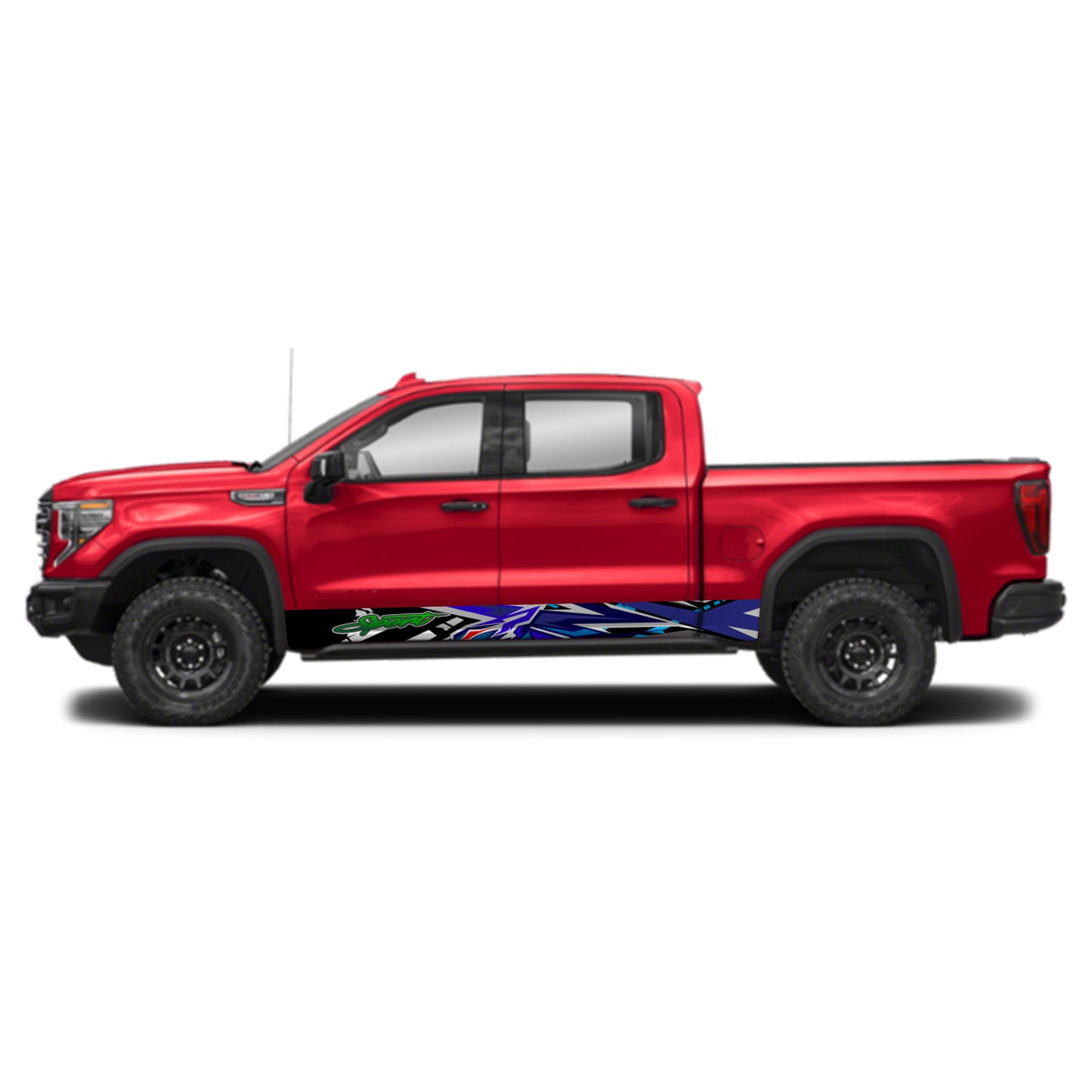 Tiger Blue Rocker Panel Graphic Decal Kit (Left & Right Sides) - High Quality Vinyl for Trucks & SUVs
