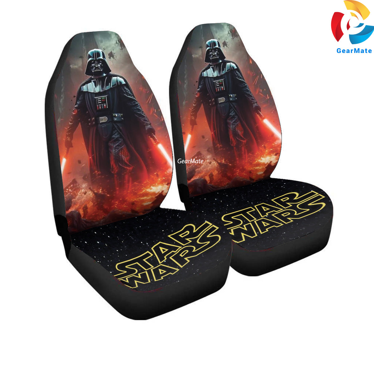 Starwars Darth Vader Two Red Sword Car Seat Covers – High Quality Graphic and Polar Fleece Protector Set