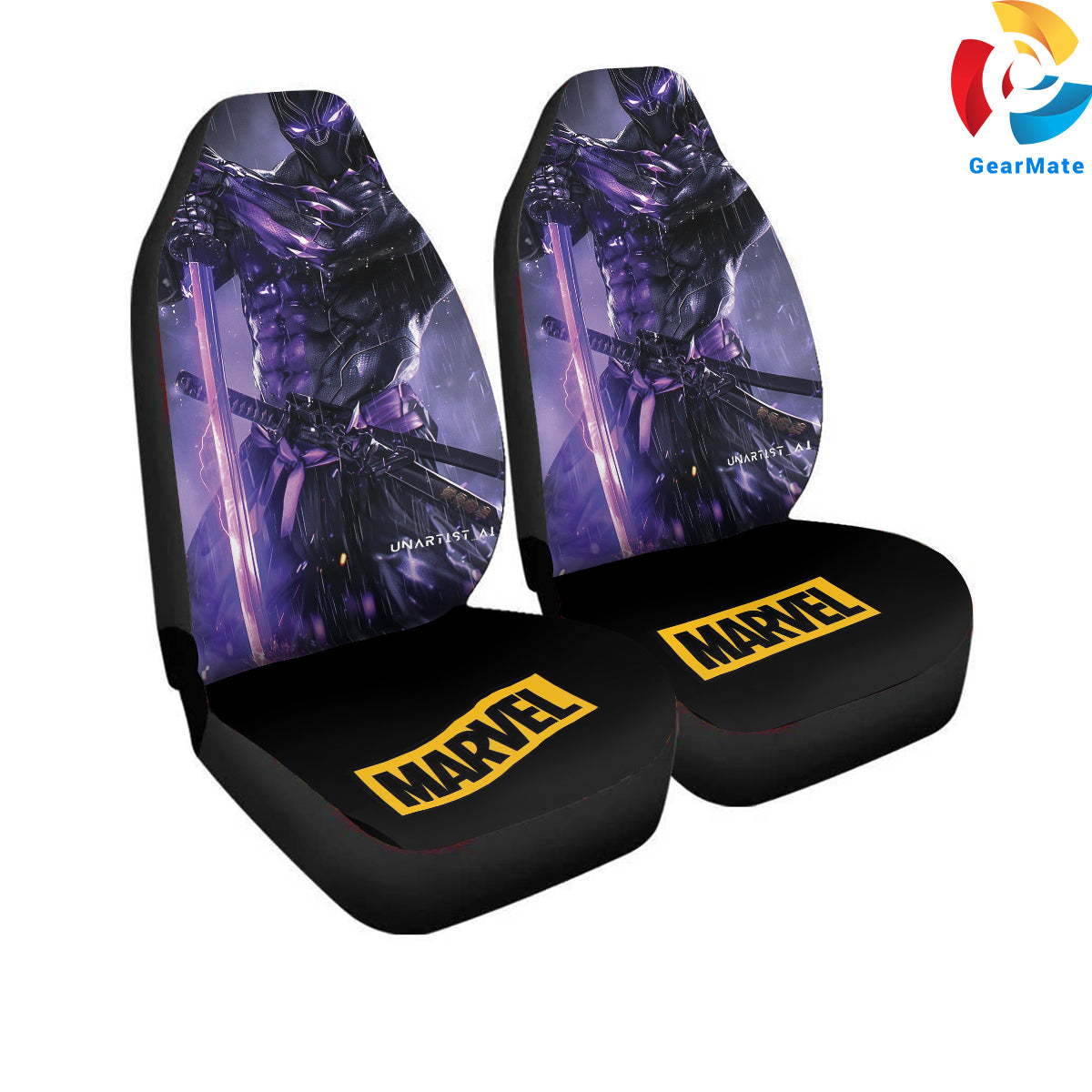 Marvel Black Panther Car Seat Covers – High Quality Graphic and Polar Fleece Protector Set