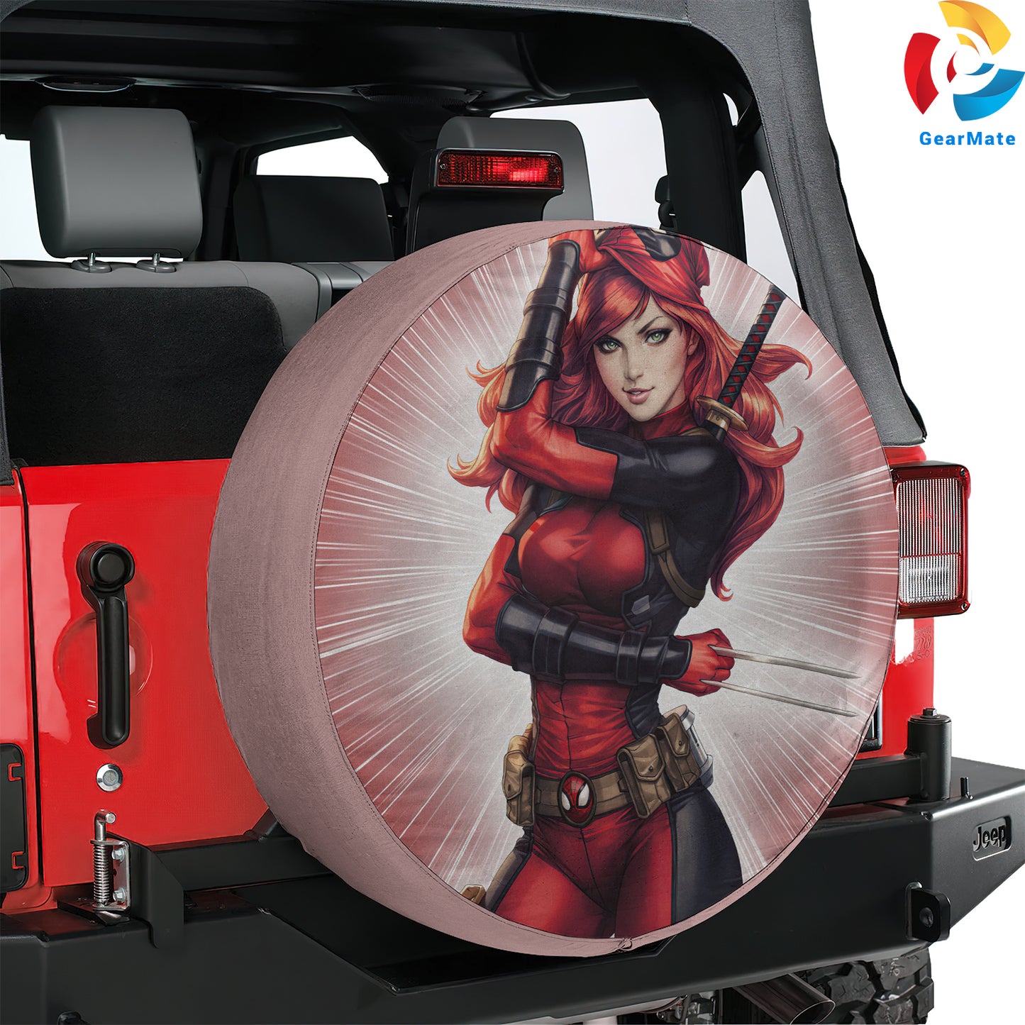 Marvel Lady Deadpool Mary Jane Comics Spare Tire Cover – Premium Waterproof UV Resistant Protector