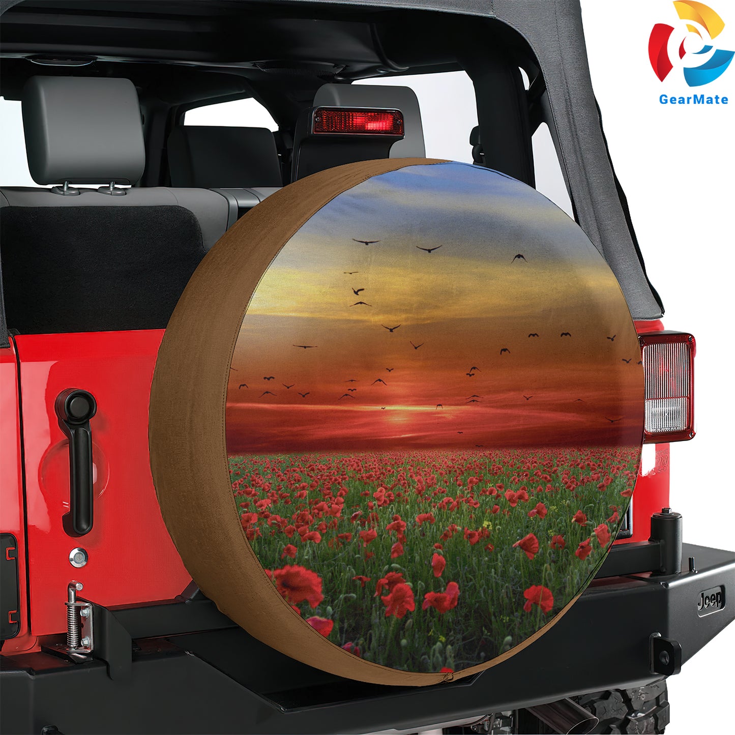 Poppy Flowers Spare Tire Cover – Premium Waterproof UV Resistant Protector