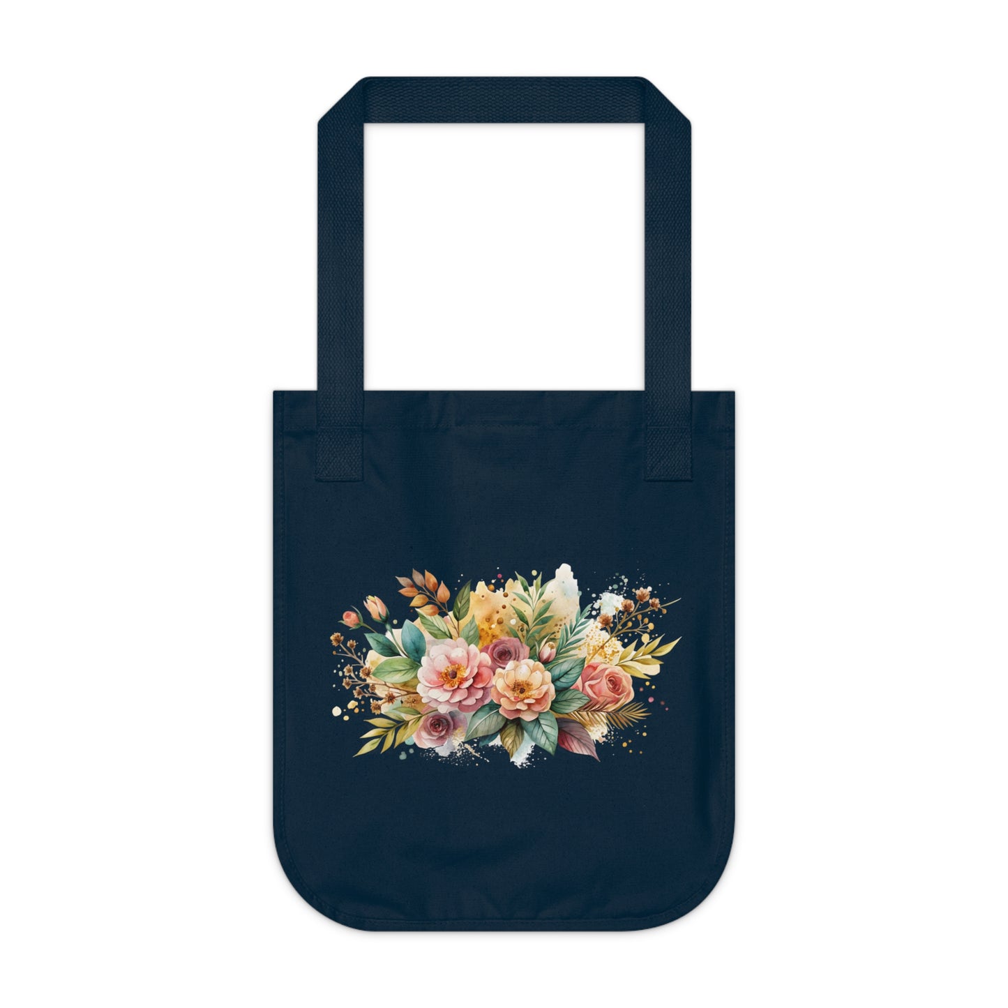 Flowers Watercolor Arrangement Floral Organic Canvas Tote Bag - Eco-Friendly Carryall for Everyday Use