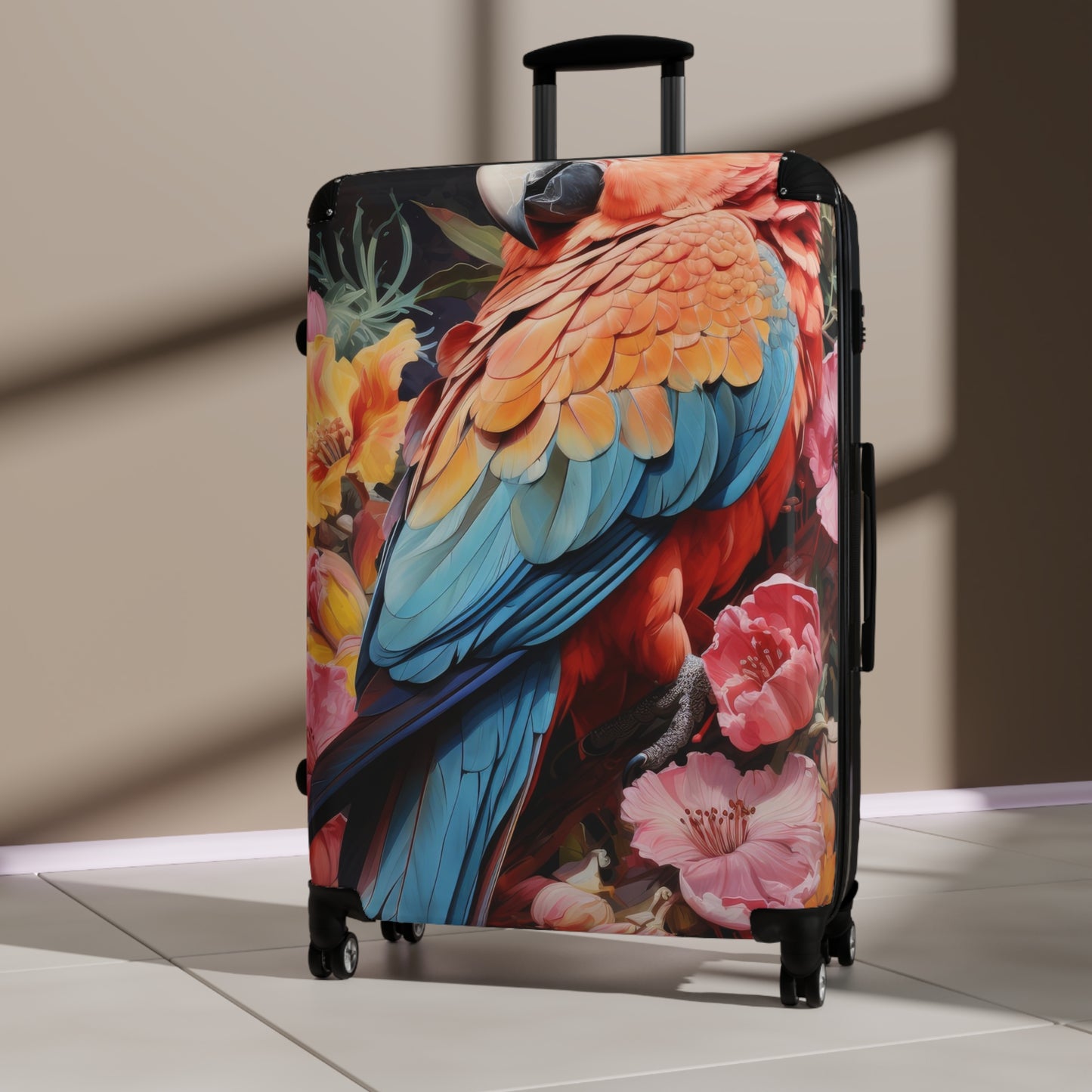 Nature Flowers Floral Colorful Parrot Art Carry-On Suitcase - Stylish Luggage for Travelers