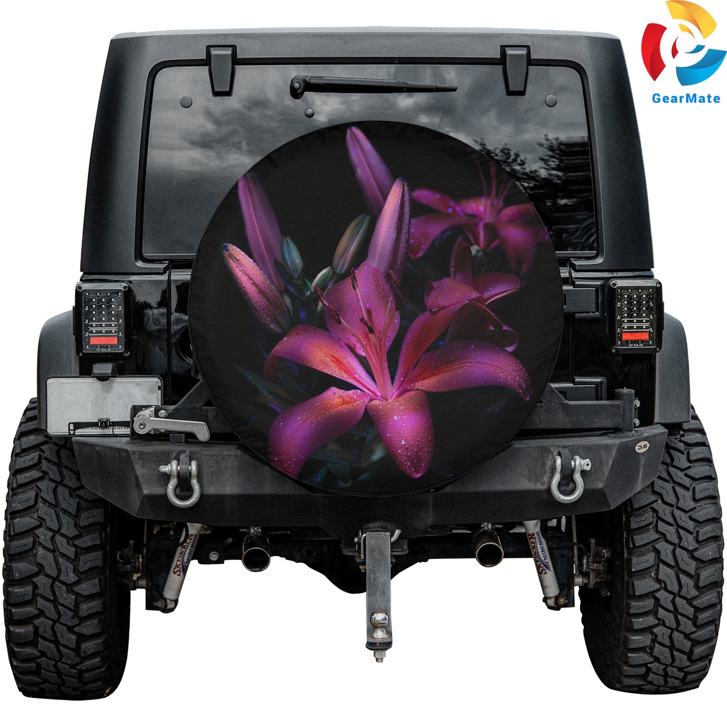 Purple Lily Dark Spare Tire Cover – Premium Waterproof UV Resistant Protector