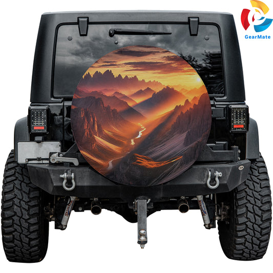 Sunset At The Mountain Range Spare Tire Cover – Premium Waterproof UV Resistant Protector