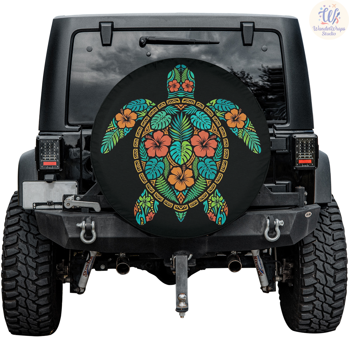 Tropical Turtle Patterns Spare Tire Cover – Waterproof UV Resistant Protector with Camera Hole