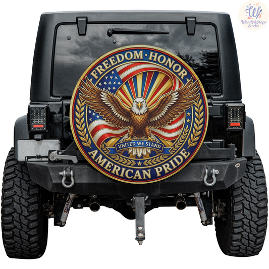 American Pride Spare Tire Cover – Waterproof UV Resistant Protector with Camera Hole