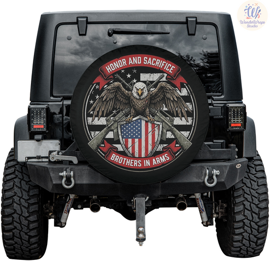 Brothers in Arms Spare Tire Cover – Waterproof UV Resistant Protector with Camera Hole