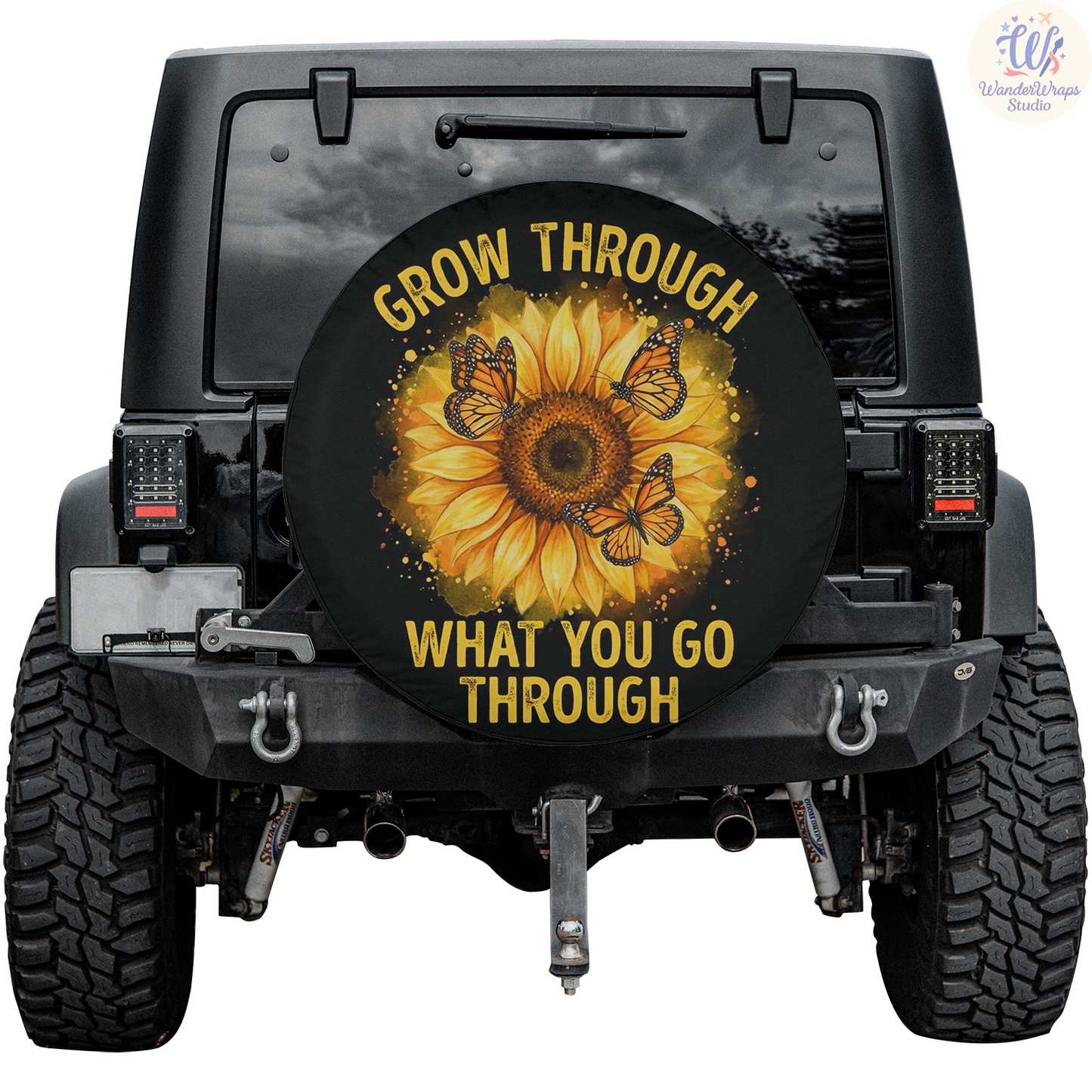 Grow Through What You Go Through Spare Tire Cover – Waterproof UV Resistant Protector with Camera Hole