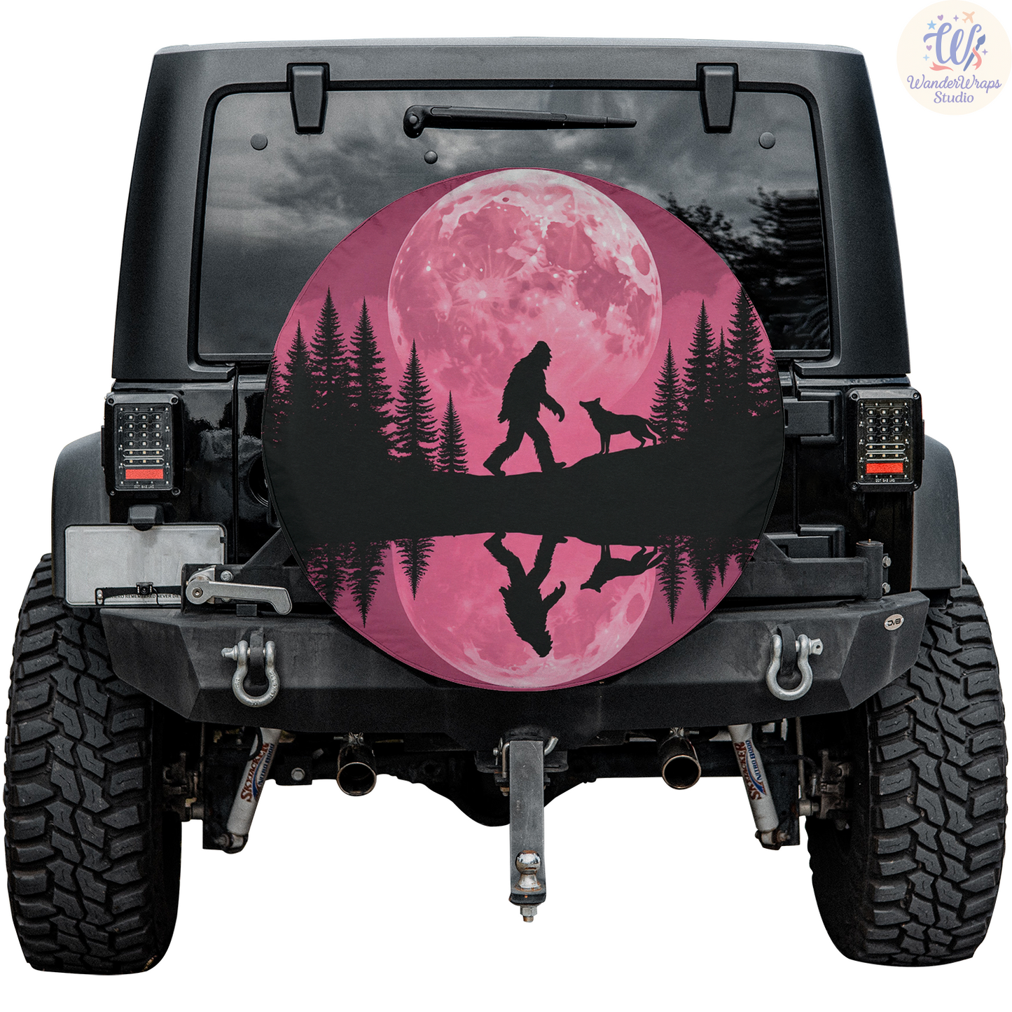 Pink Moon Big Foot Spare Tire Cover – Waterproof UV Resistant Protector with Camera Hole