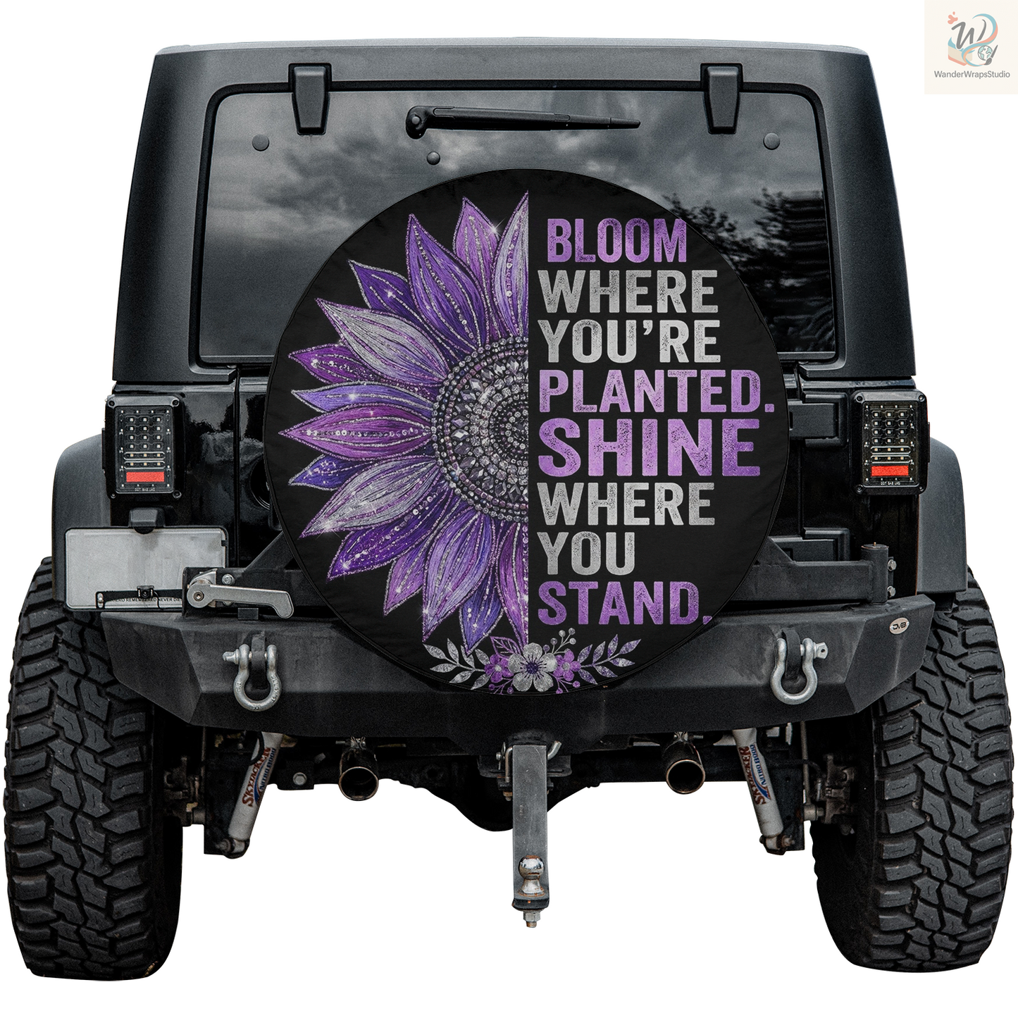 Bloom Where You're Planted Spare Tire Cover – Waterproof UV Resistant Protector with Camera Hole